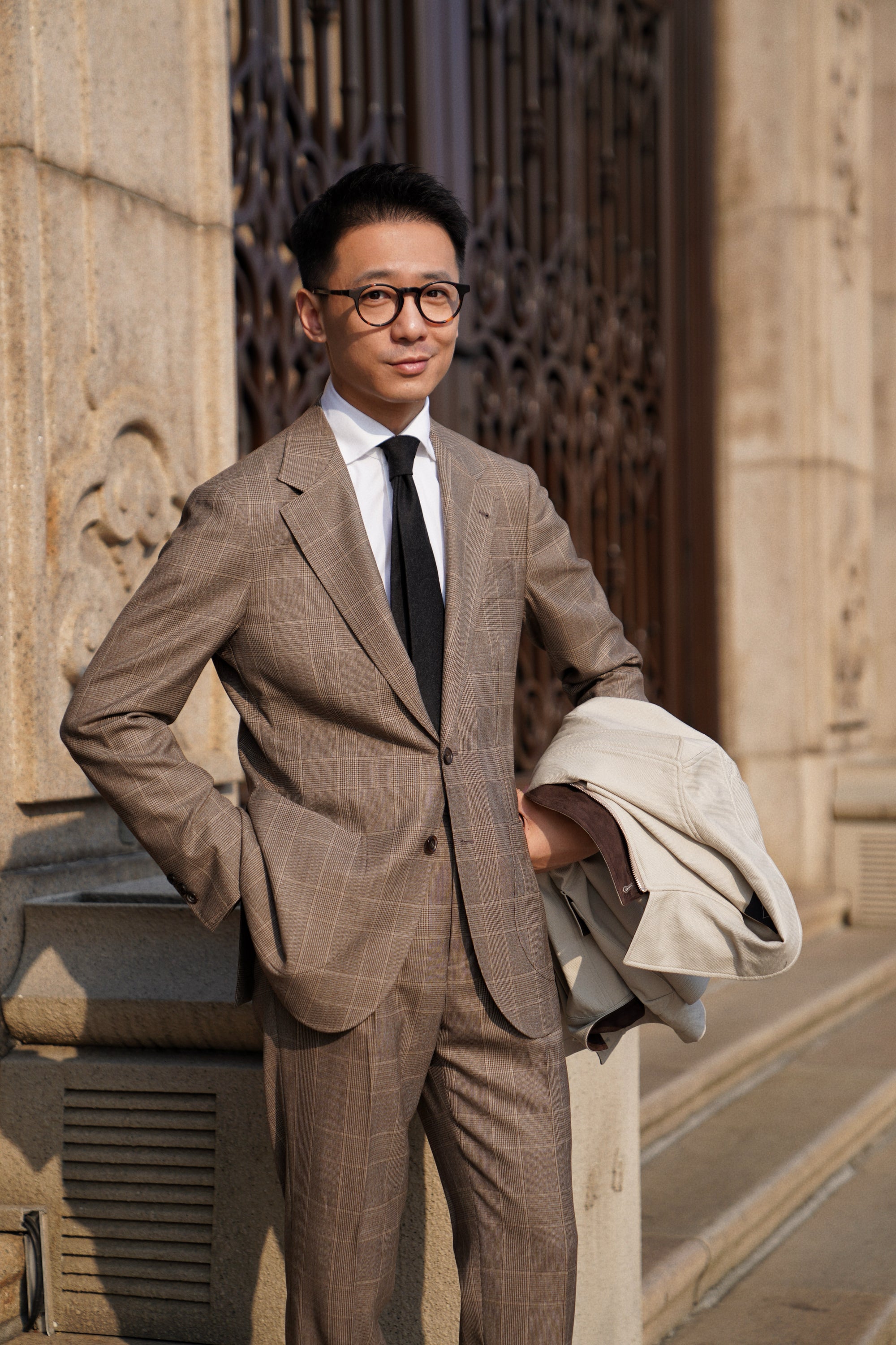 MTO Mocha Glen Check 17 Micron 130s Suit #421