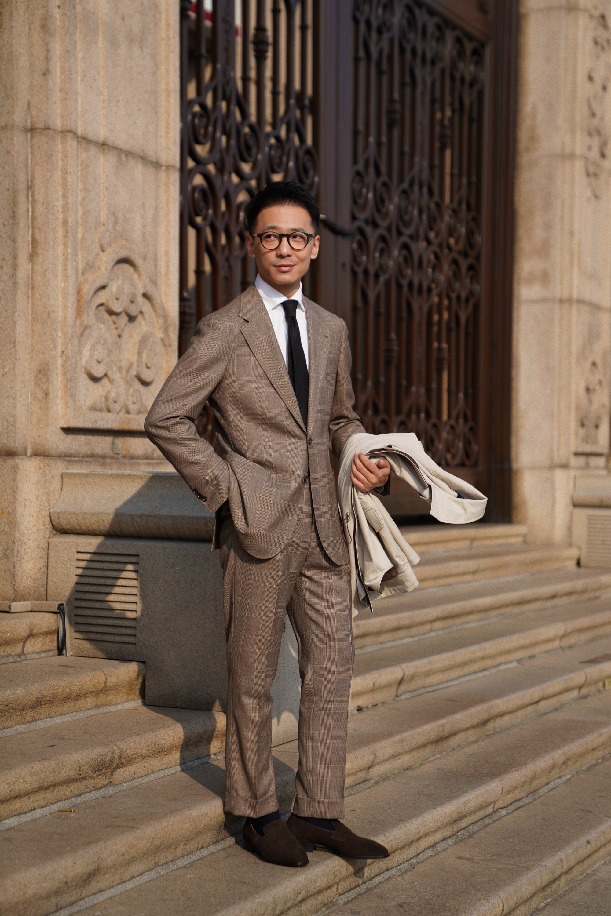 MTO Mocha Glen Check 17 Micron 130s Suit #421