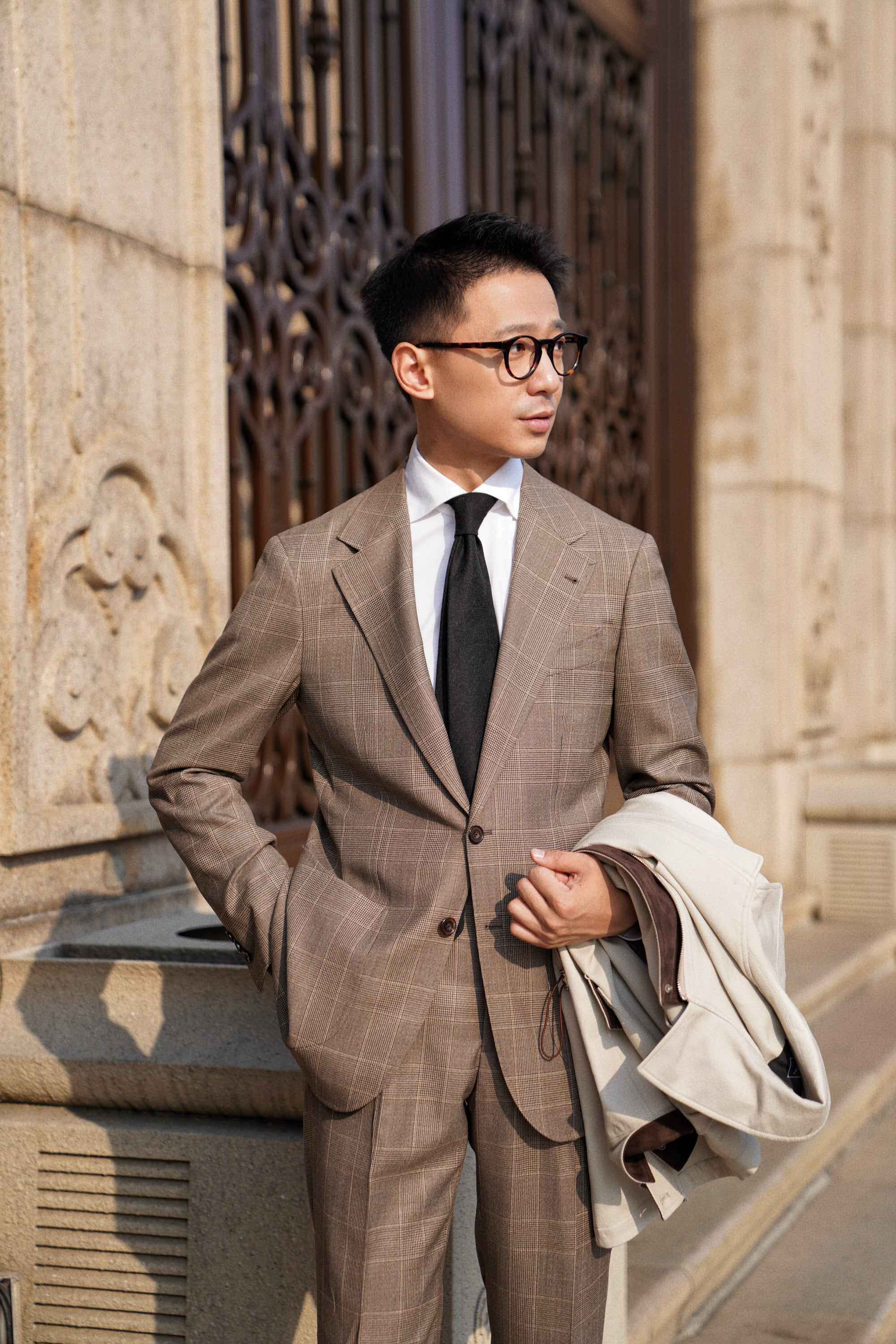 MTO Mocha Glen Check 17 Micron 130s Suit #421
