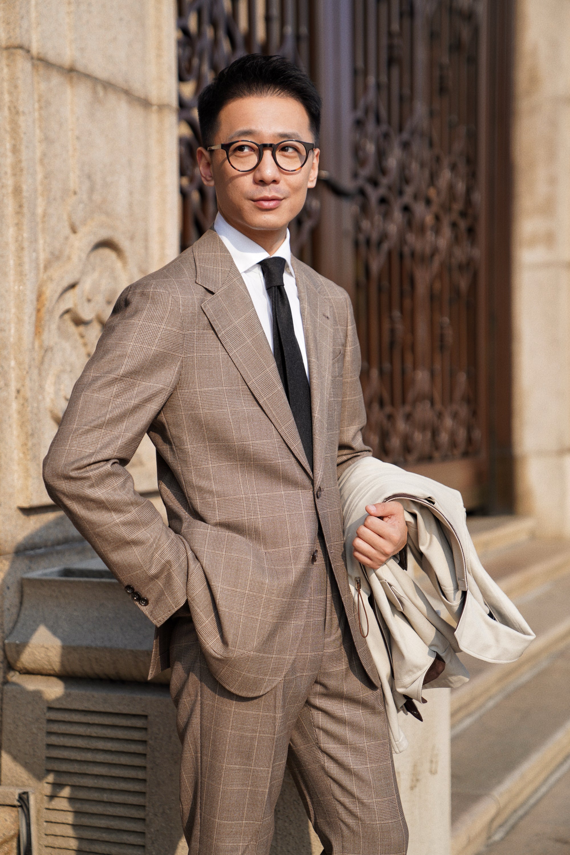 MTO Mocha Glen Check 17 Micron 130s Suit #421