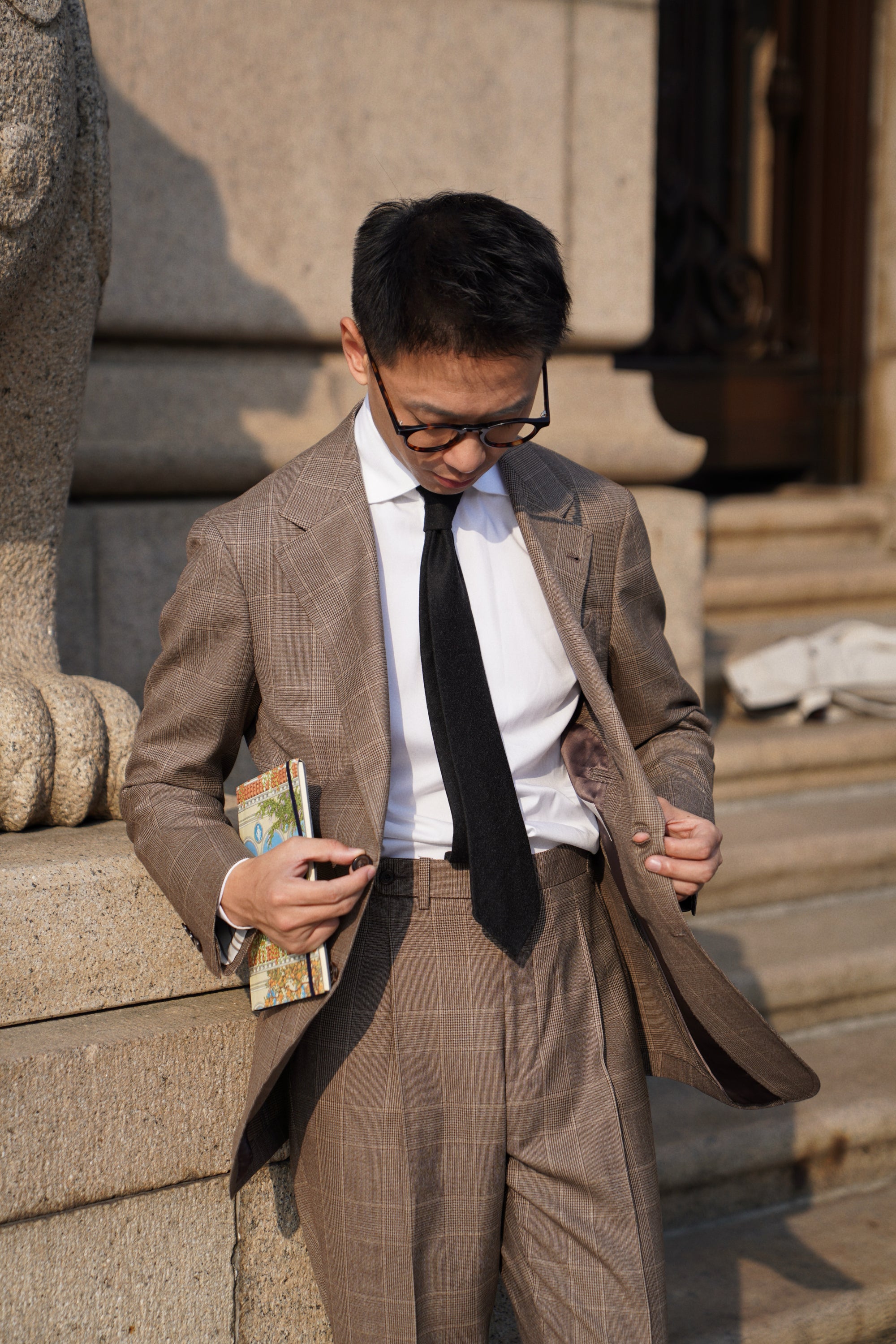 MTO Mocha Glen Check 17 Micron 130s Suit #421