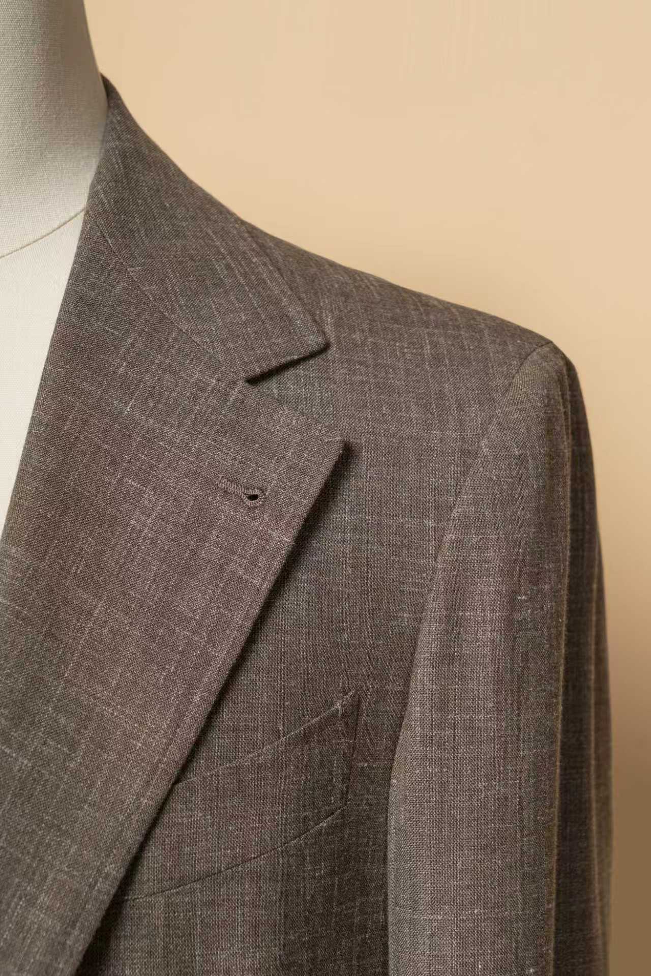 MTO Mocha Silk Linen Wool Jacket