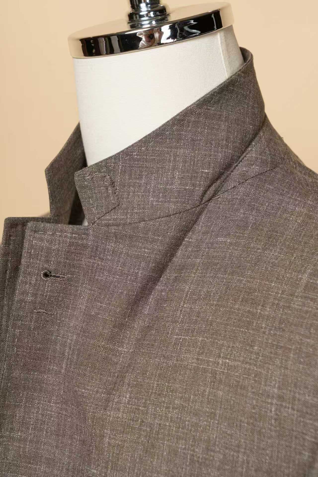 MTO Mocha Silk Linen Wool Jacket