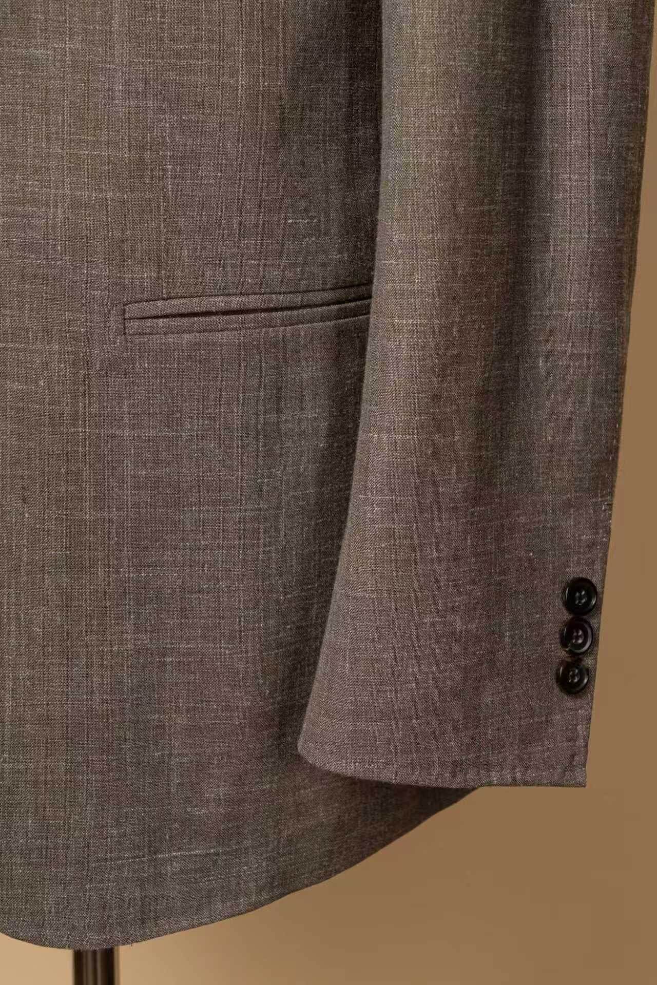 MTO Mocha Silk Linen Wool Jacket