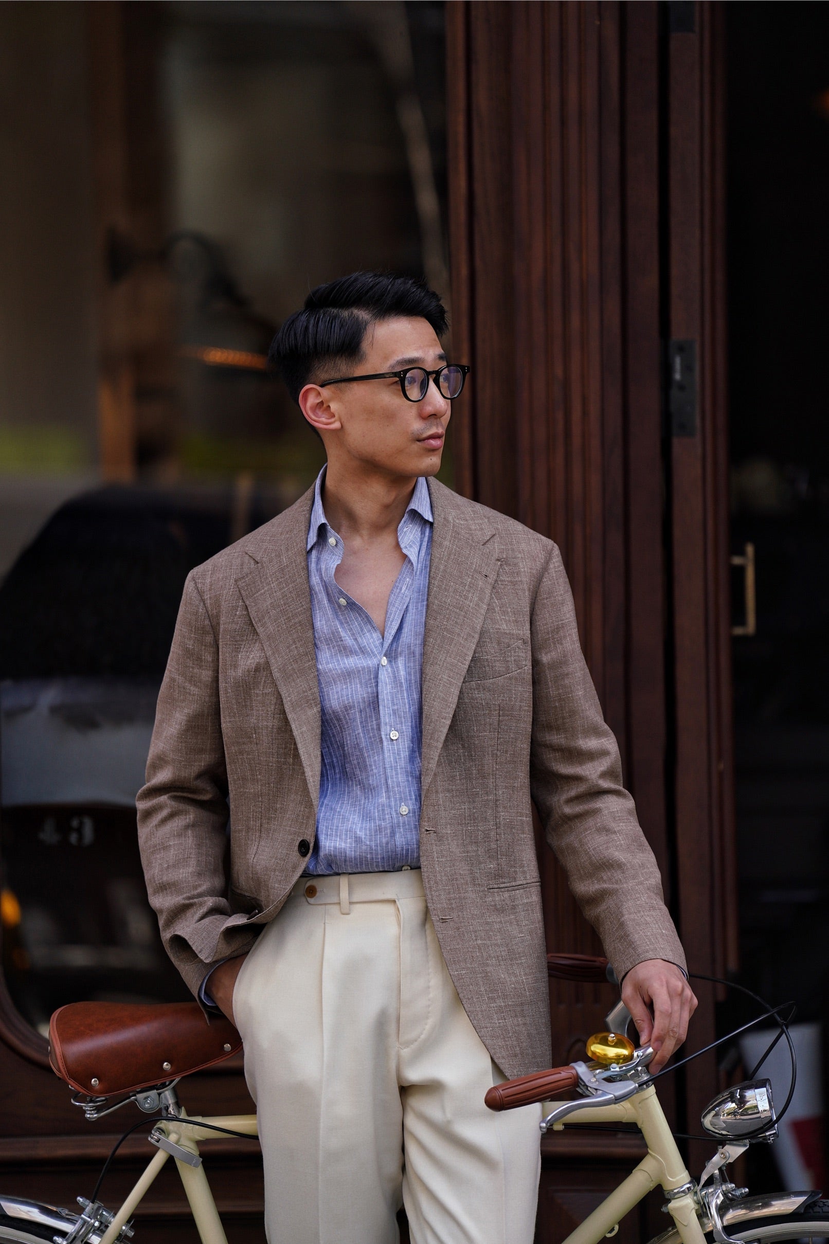 MTO Mocha Silk Linen Wool Jacket