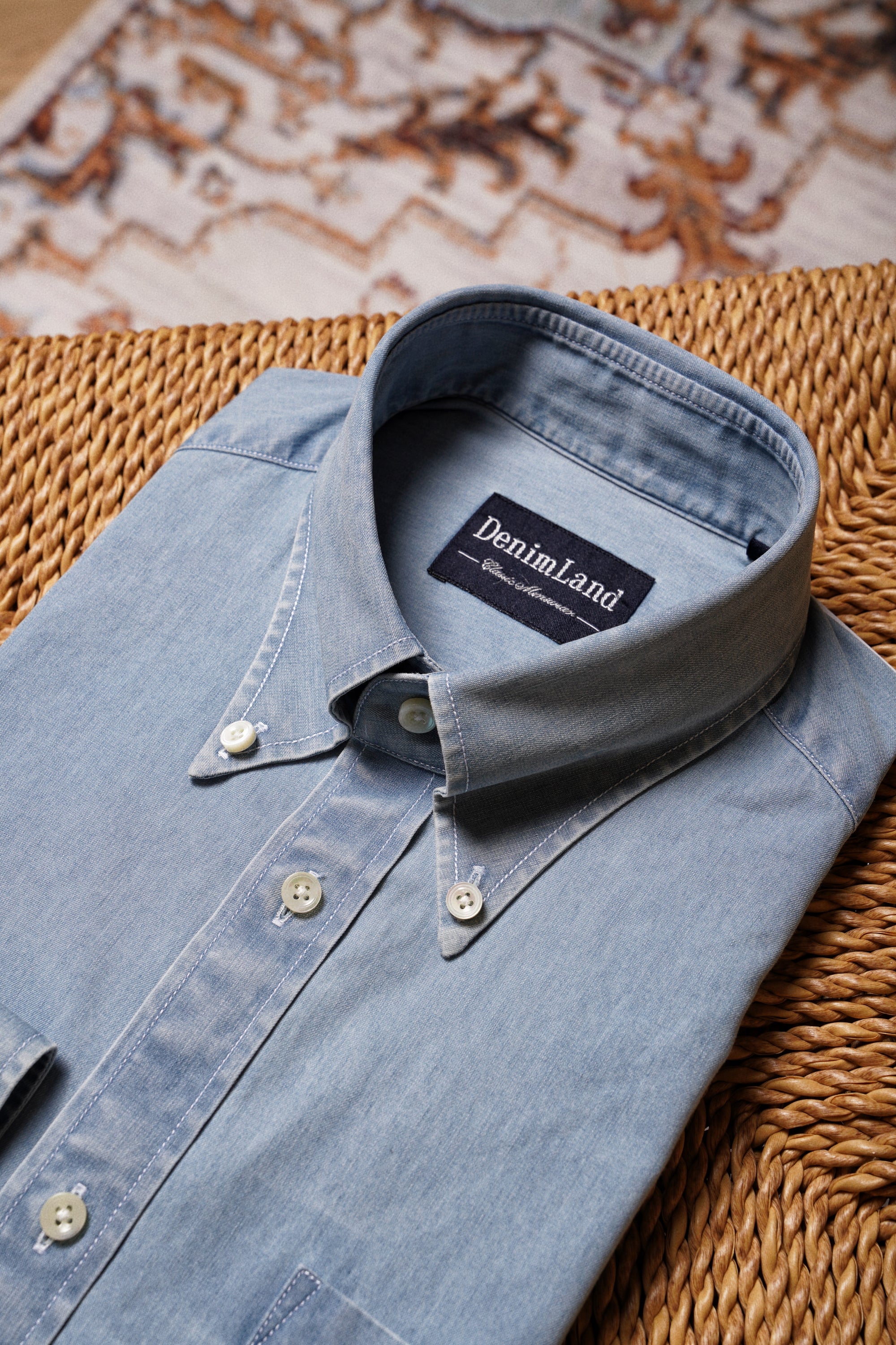 Bleach Washed Button Down Denim Shirt