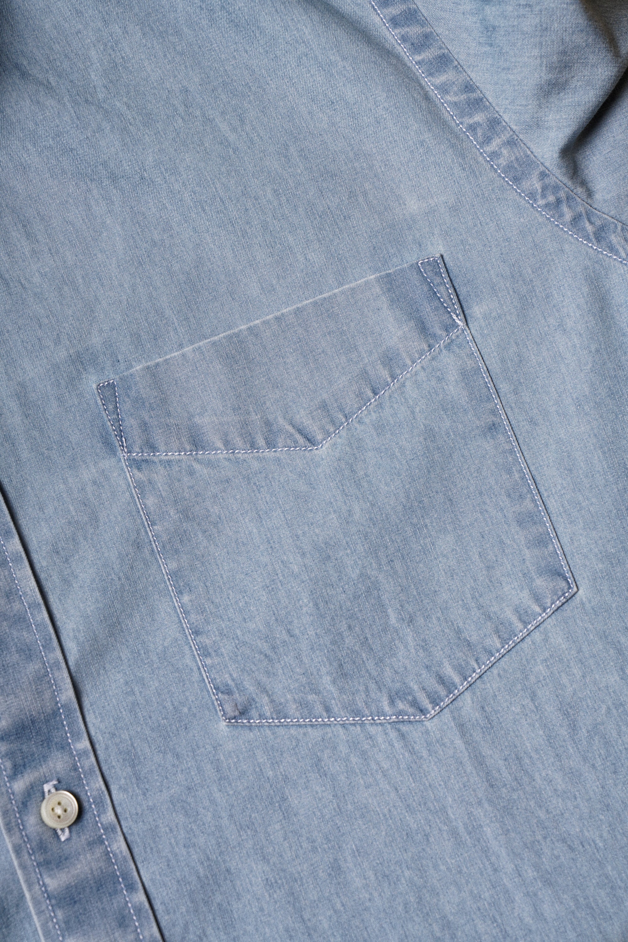 Bleach Washed Button Down Denim Shirt