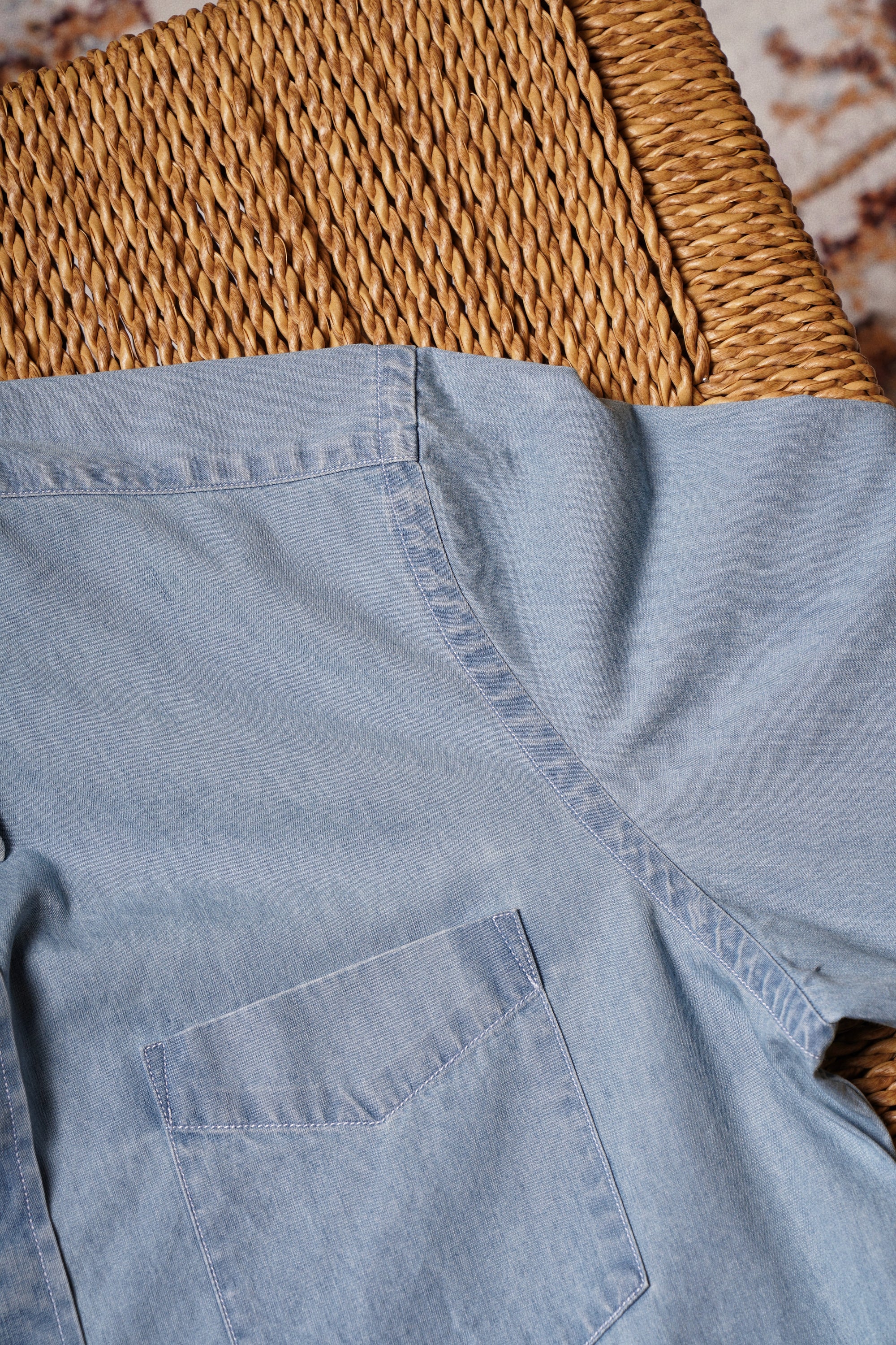 Bleach Washed Button Down Denim Shirt