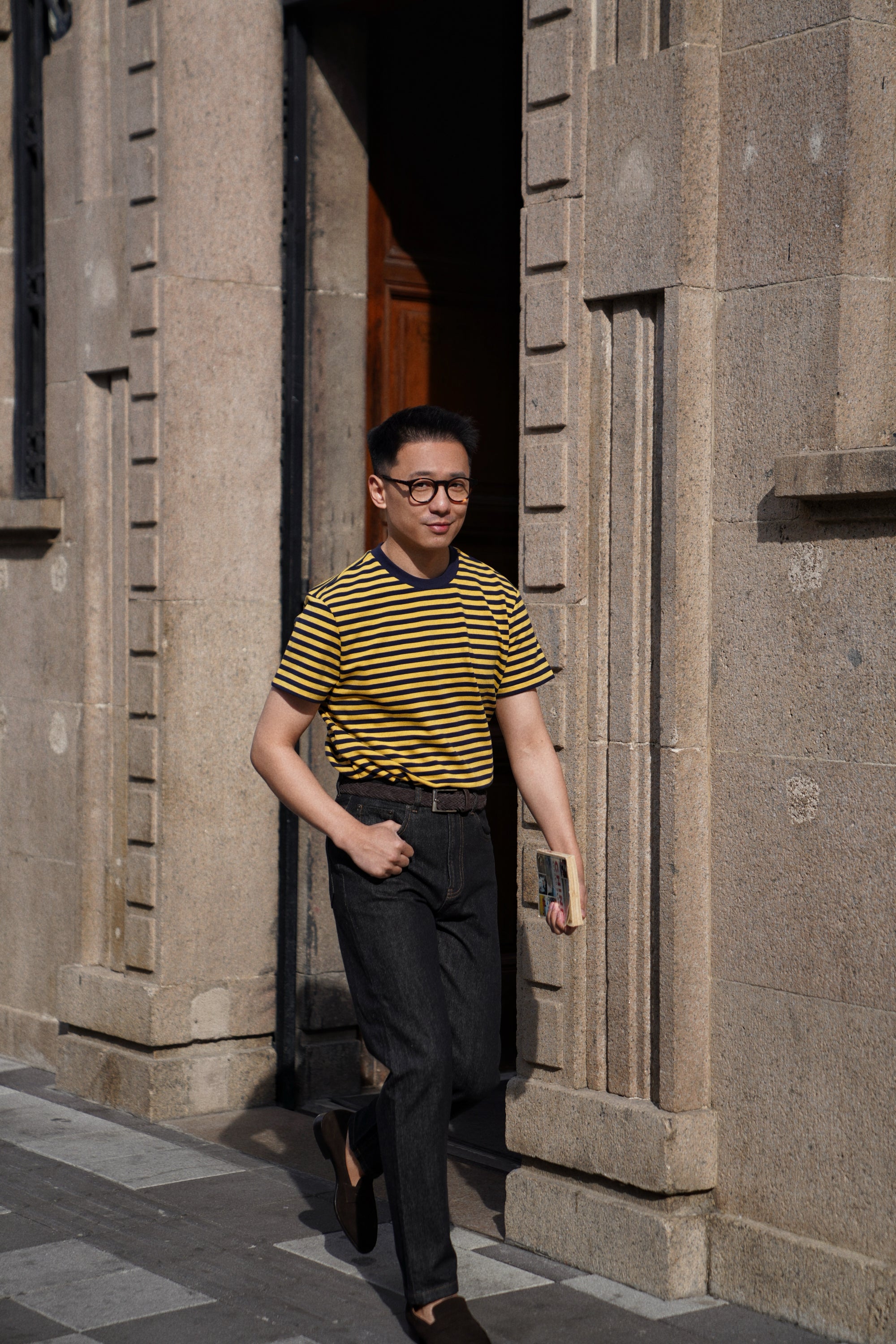 “Final Week” Short Sleeve Narrow Stripe Breton Top