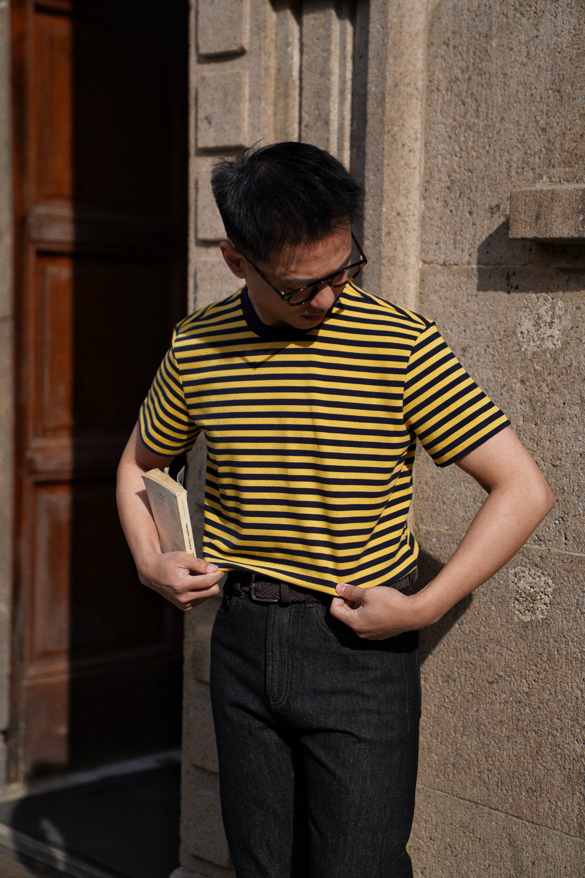 “Final Week” Short Sleeve Narrow Stripe Breton Top
