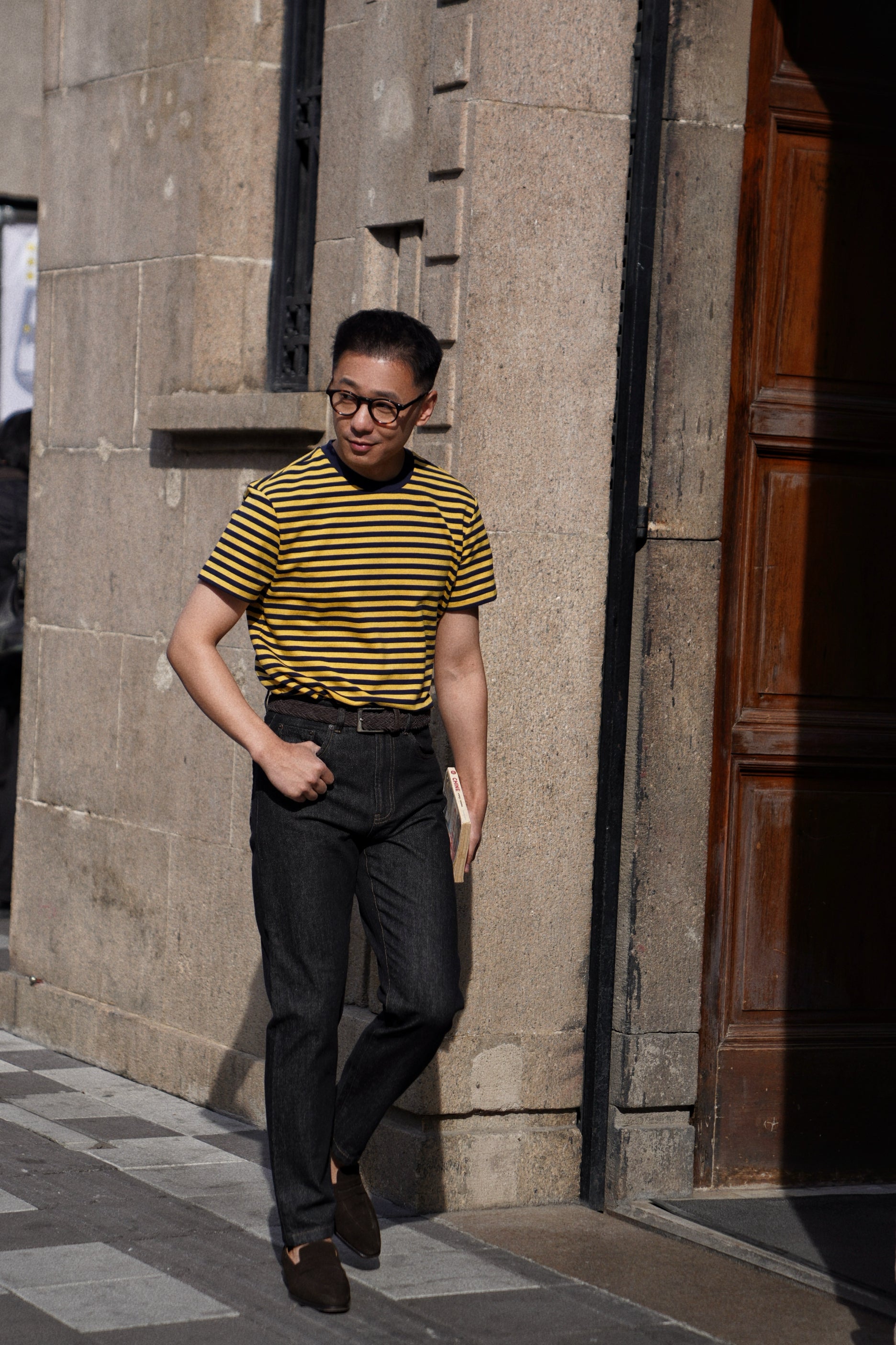 “Final Week” Short Sleeve Narrow Stripe Breton Top