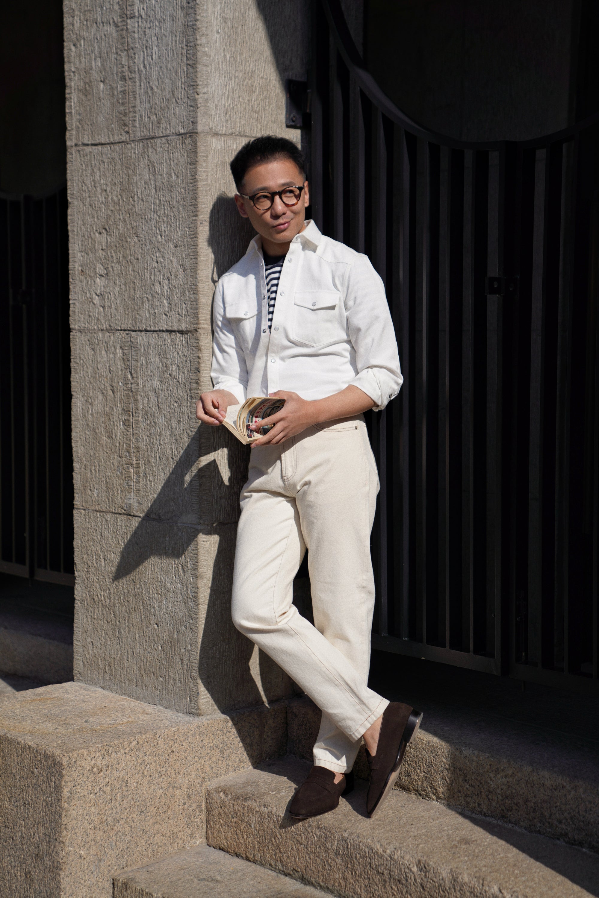“Final Week” Short Sleeve Narrow Stripe Breton Top