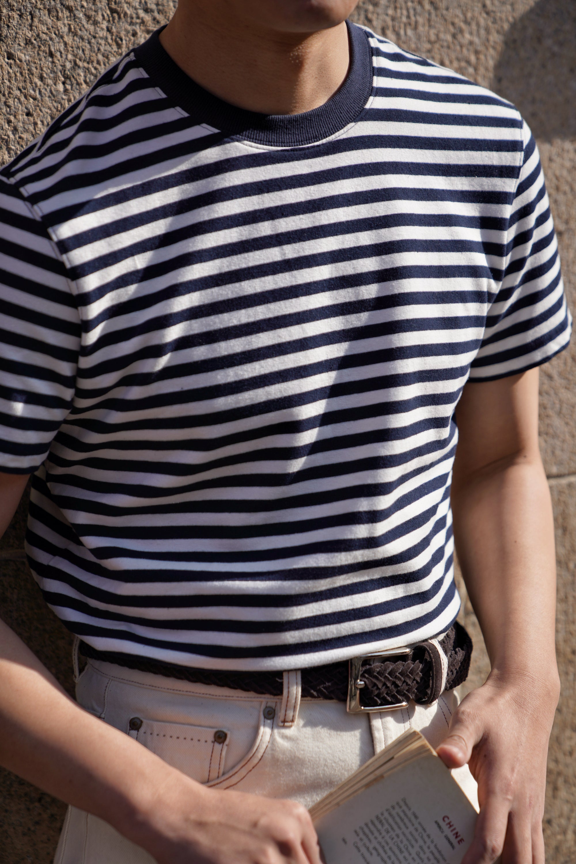 “Final Week” Short Sleeve Narrow Stripe Breton Top