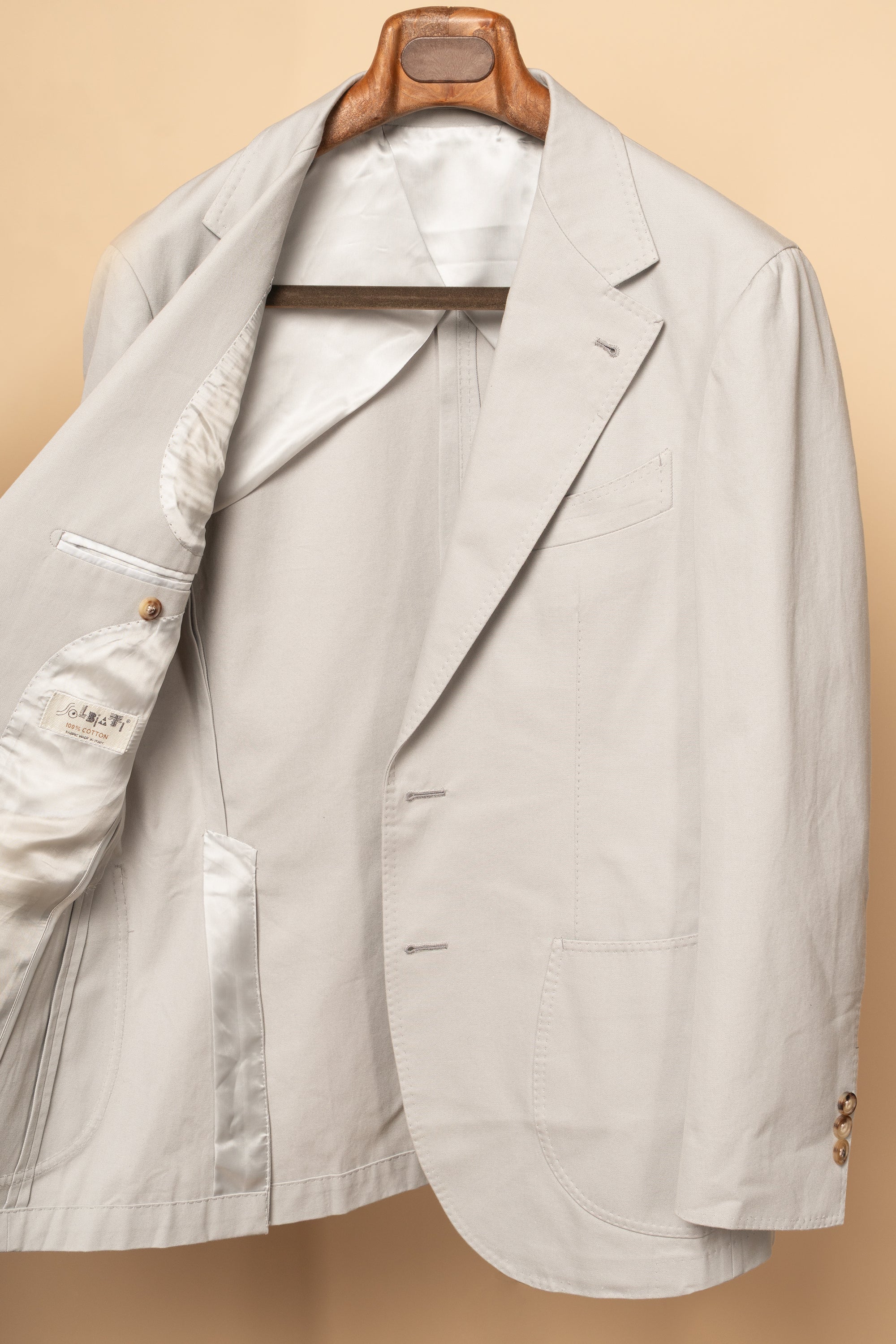MTO Stone Grey Cotton Gabardine Suit