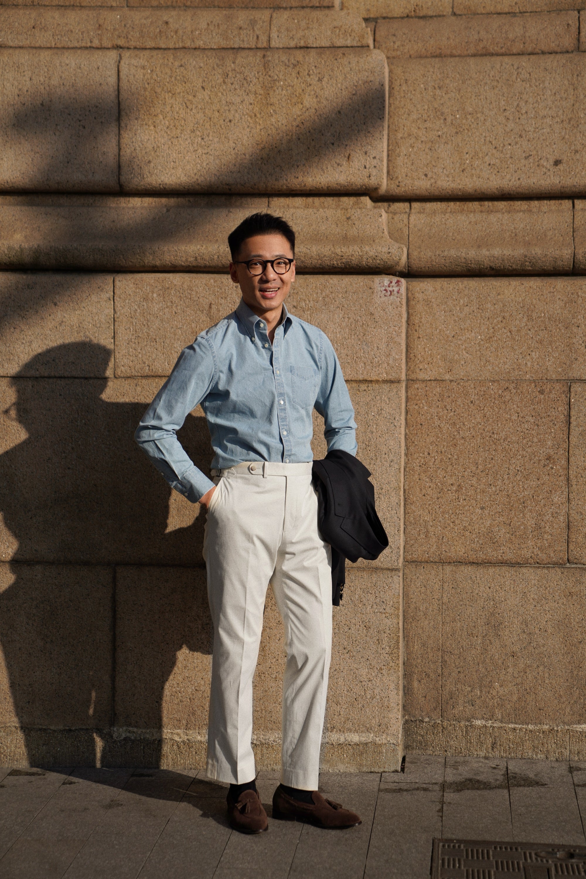 Bleach Washed Button Down Denim Shirt