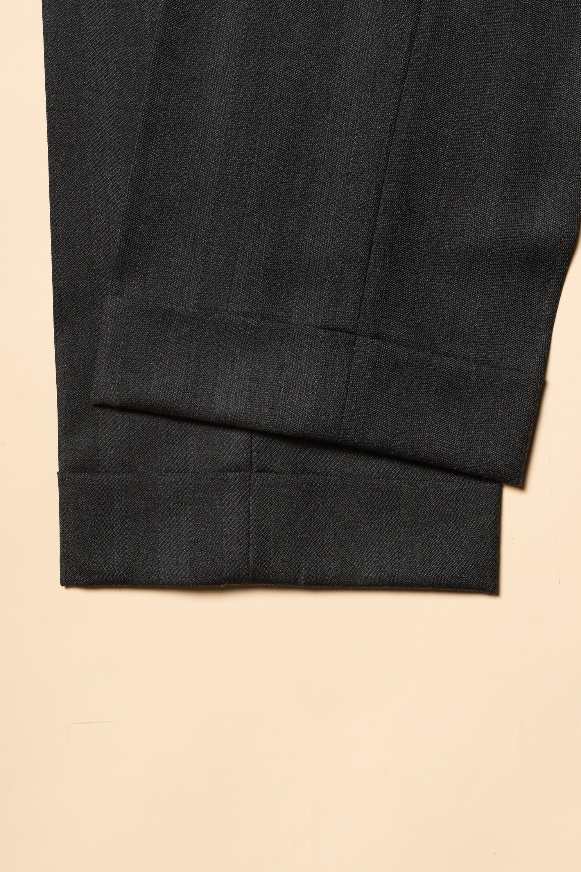 MTO Charcoal Herringbone 120s Wool Suit #746