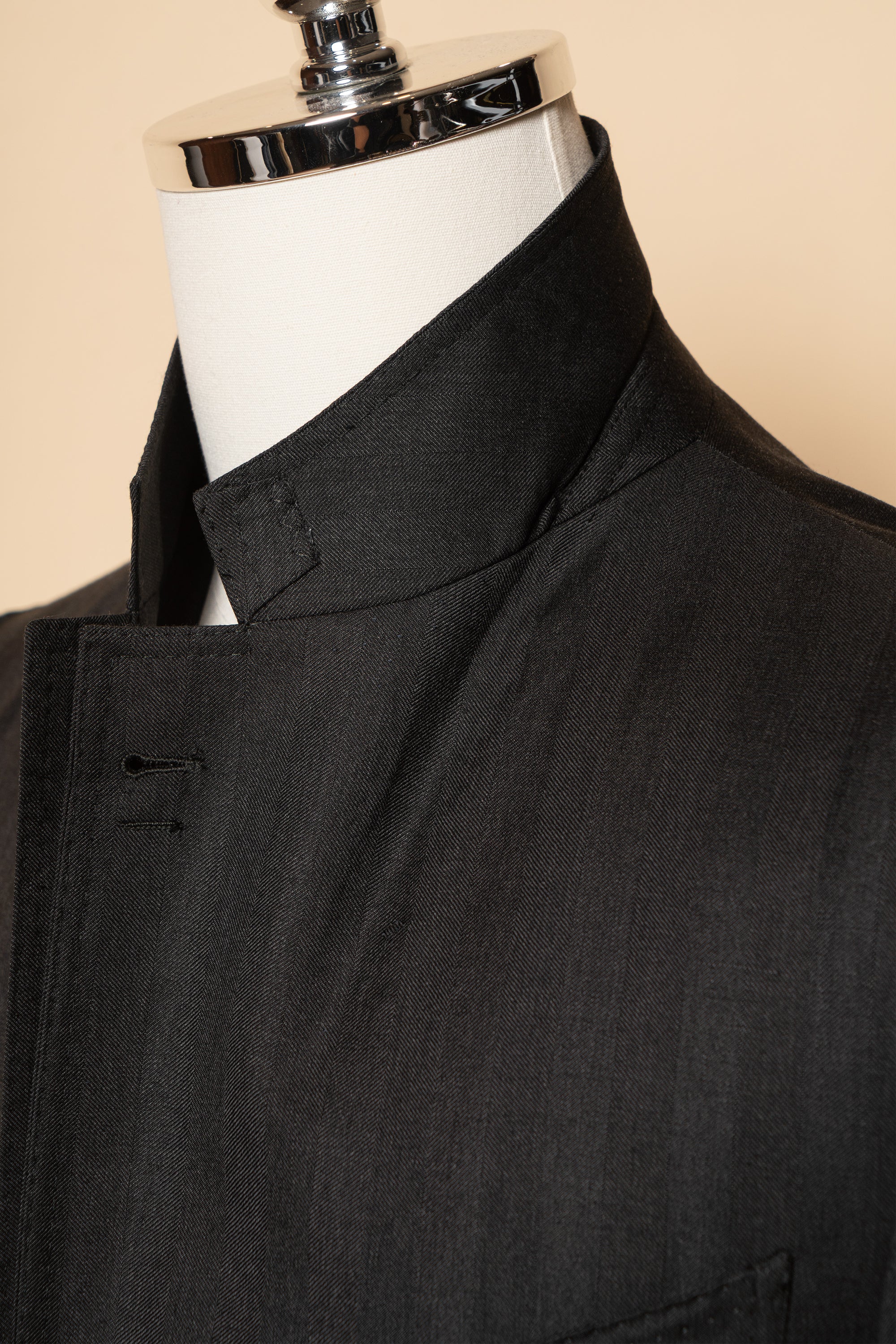 MTO Charcoal Herringbone 120s Wool Suit #746