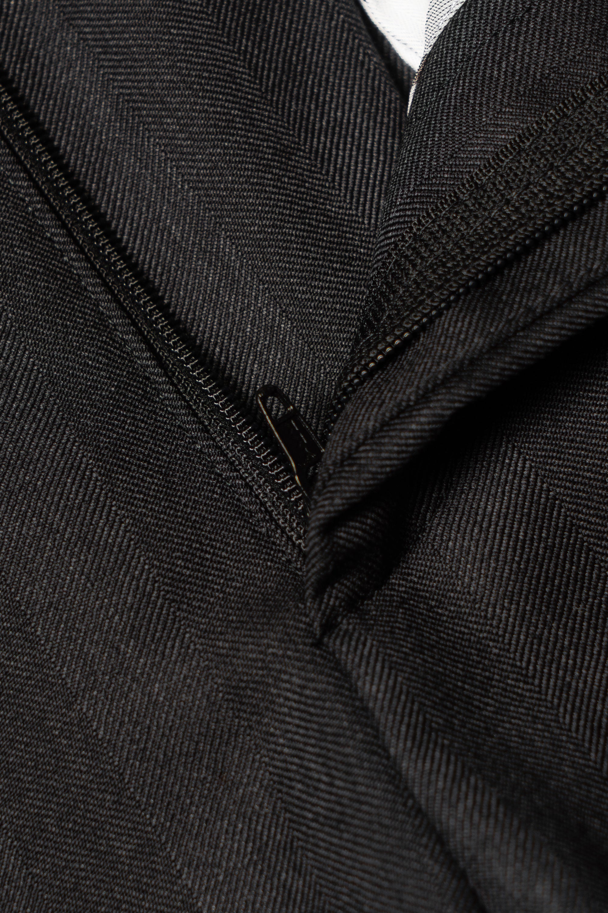 MTO Charcoal Herringbone 120s Wool Suit #746