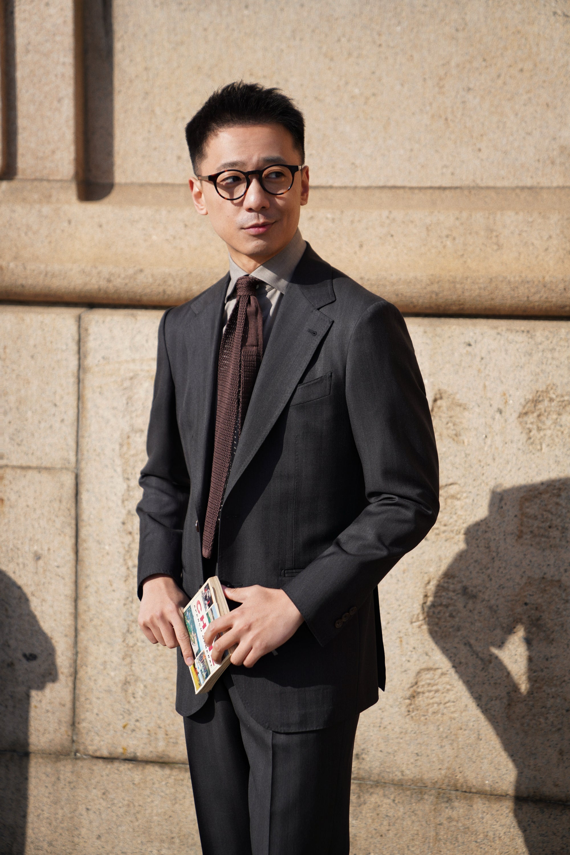 MTO Charcoal Herringbone 120s Wool Suit #746