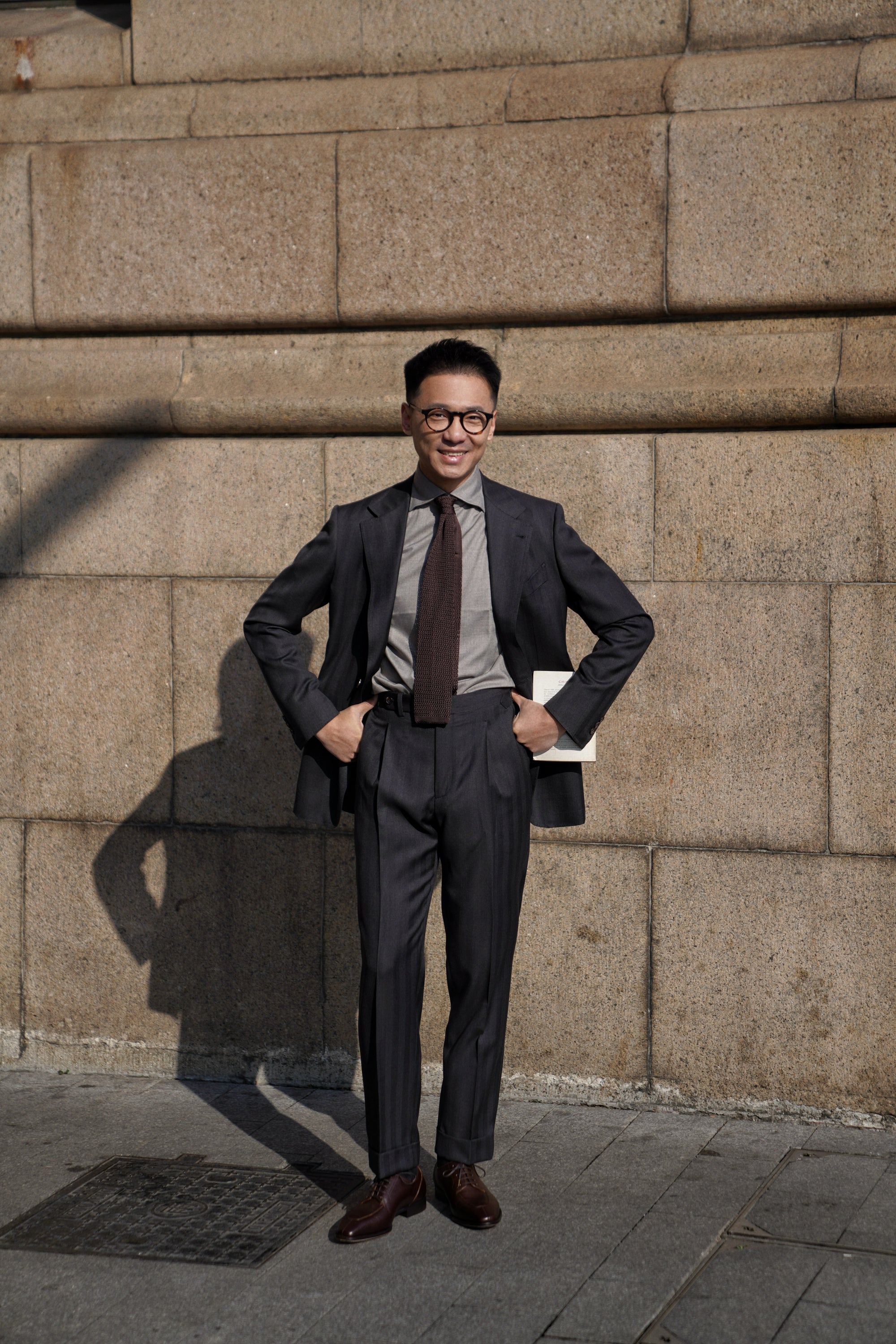 MTO Charcoal Herringbone 120s Wool Suit #746