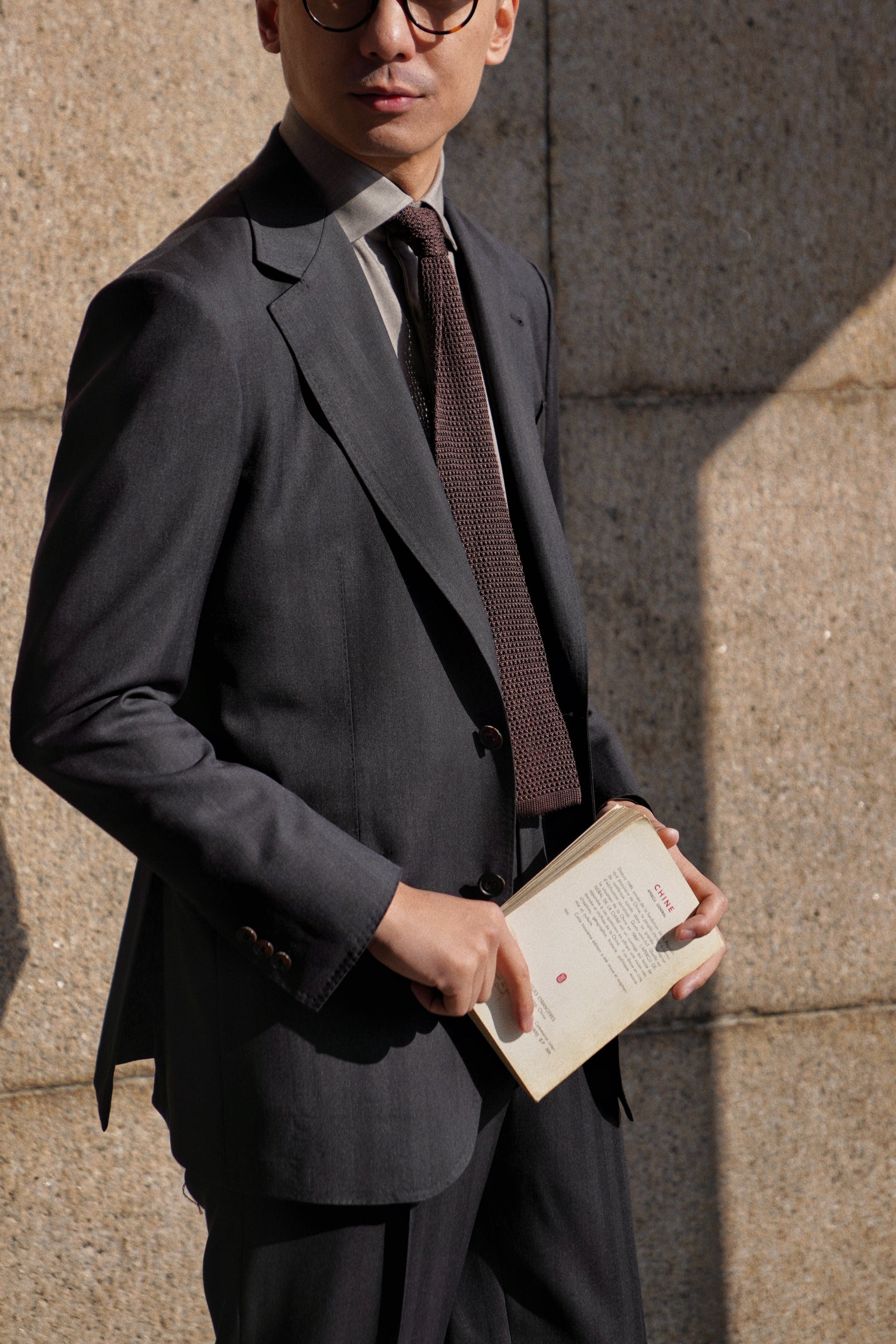 MTO Charcoal Herringbone 120s Wool Suit #746