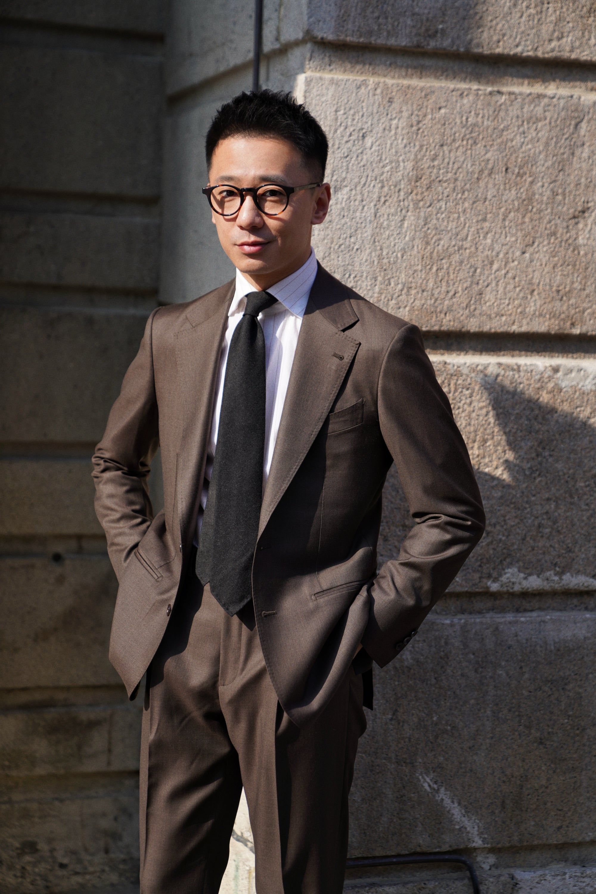 MTO Brown Twill 120s Wool Suit #713