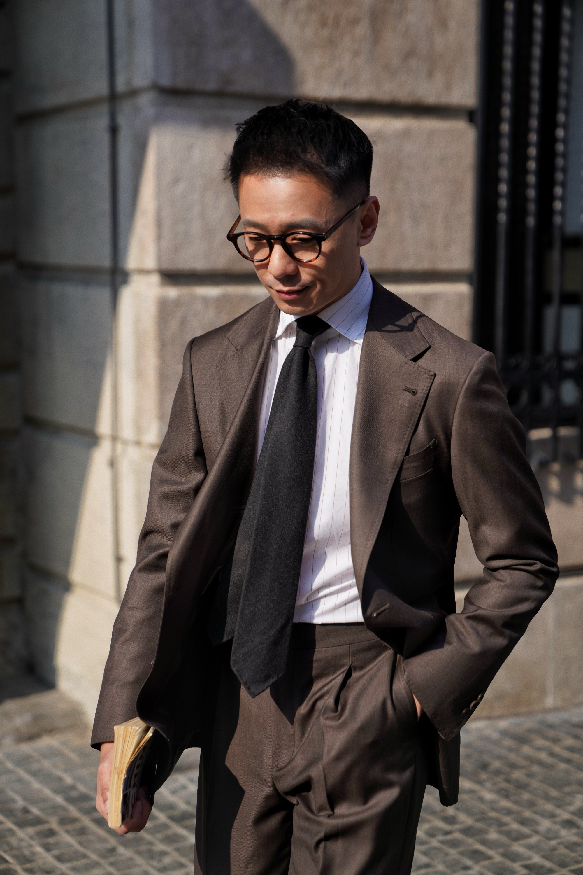 MTO Brown Twill 120s Wool Suit #713
