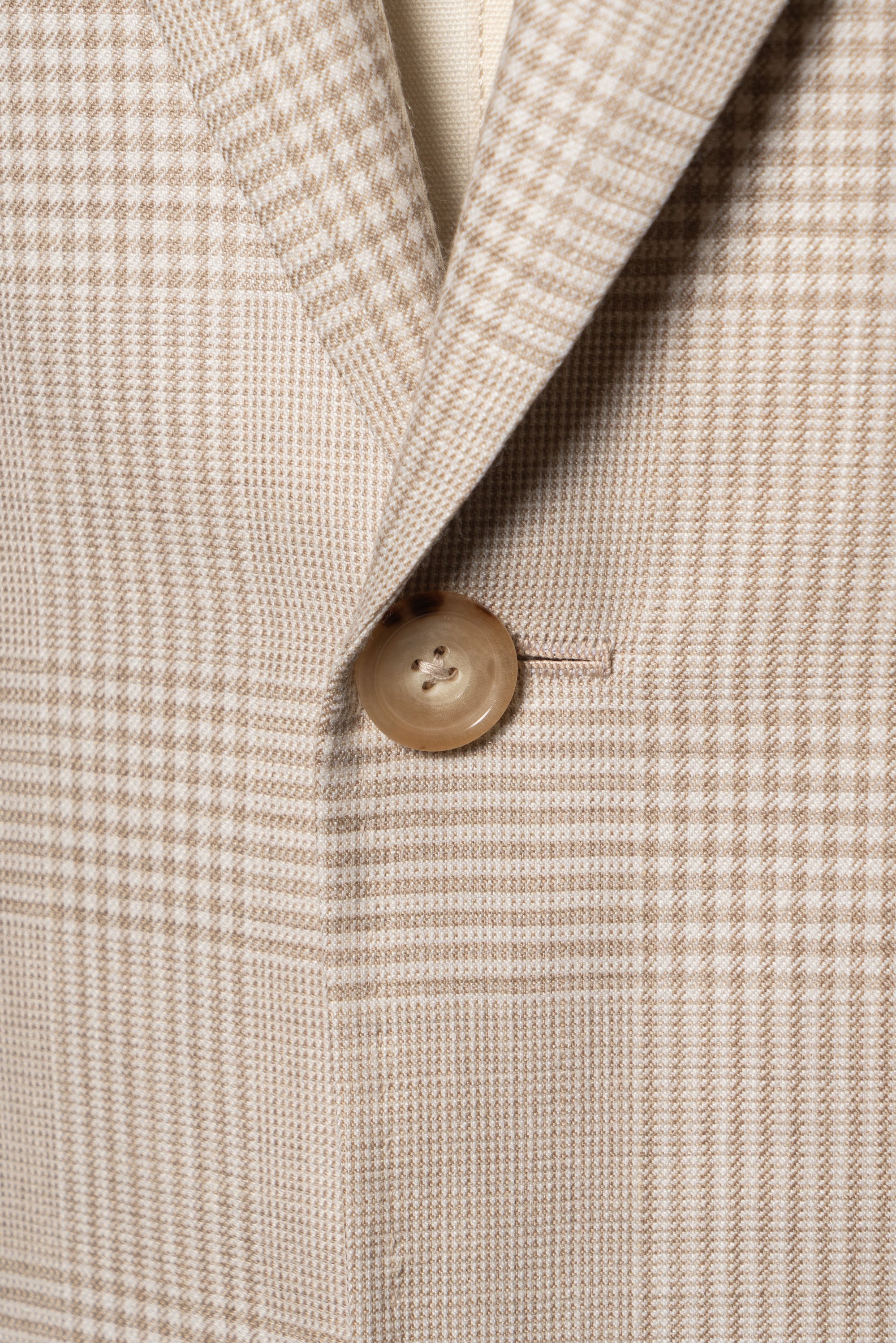 MTO Cream Glen Check Silk Linen Wool Jacket #764