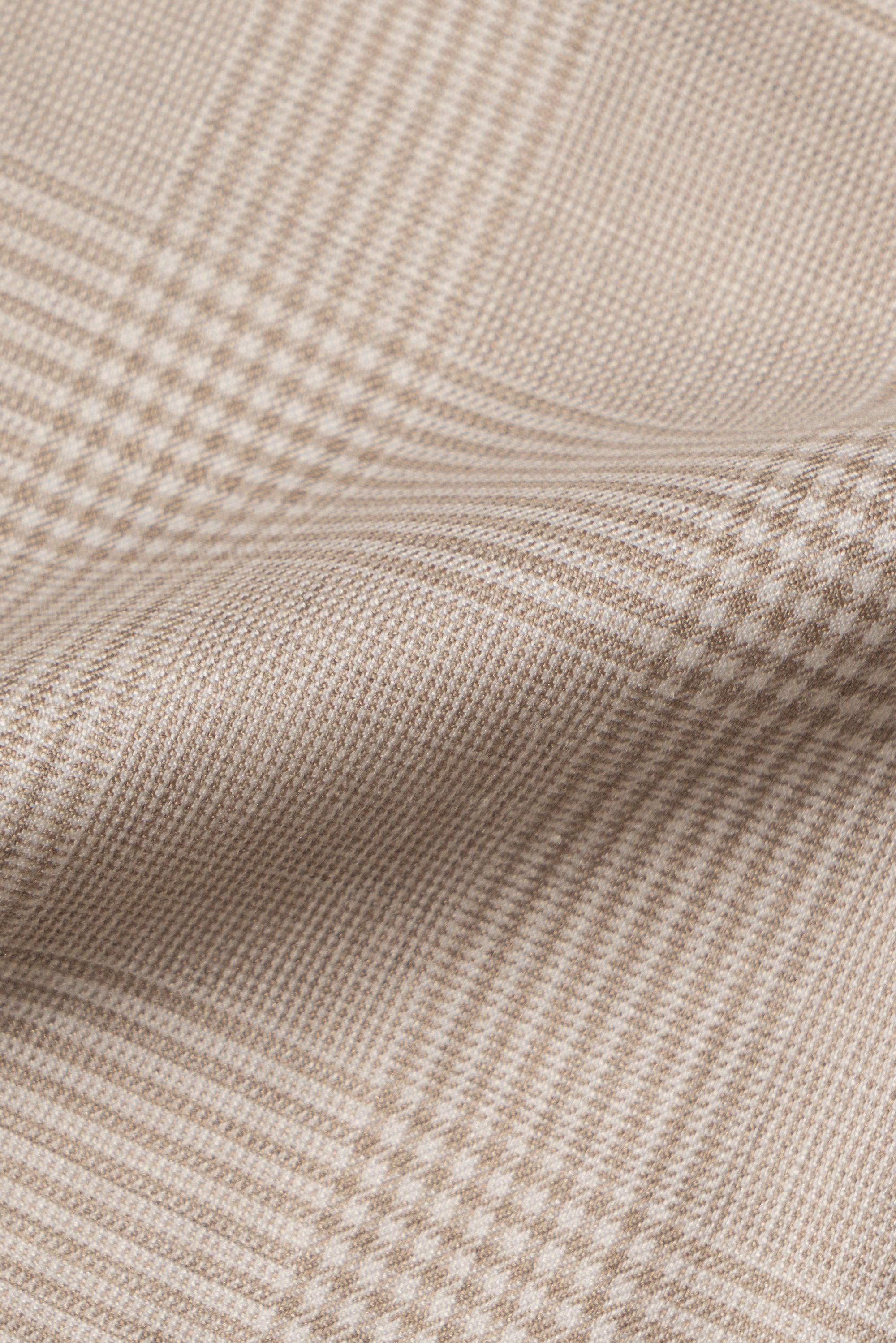 MTO Cream Glen Check Silk Linen Wool Jacket #764