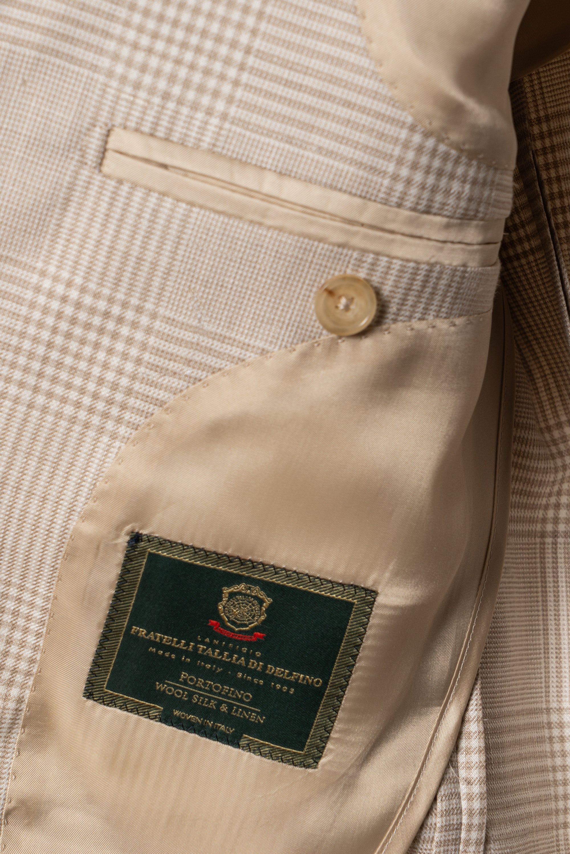 MTO Cream Glen Check Silk Linen Wool Jacket #764