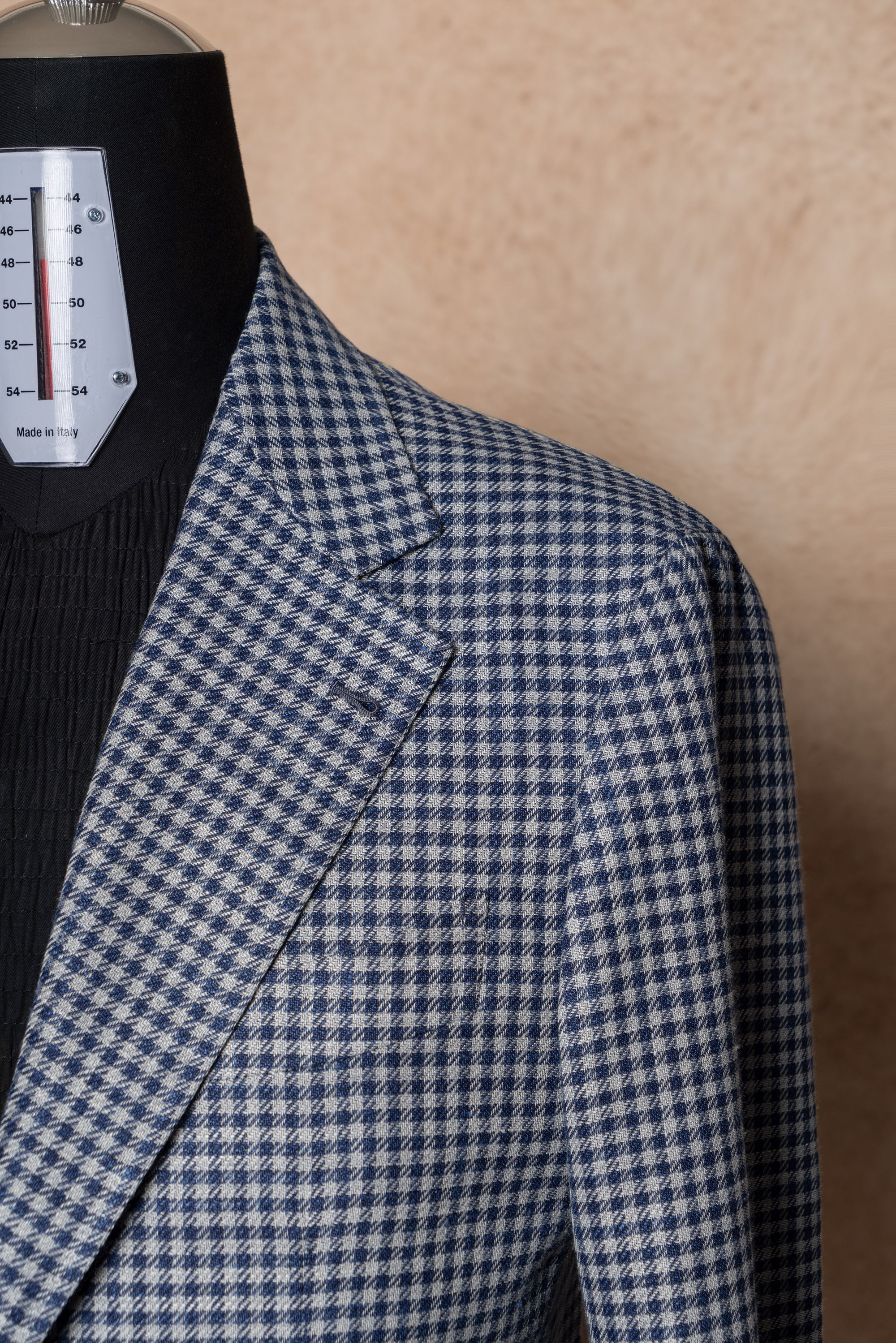 MTO Lake Blue Vichy Check Silk Linen Wool Jacket #329