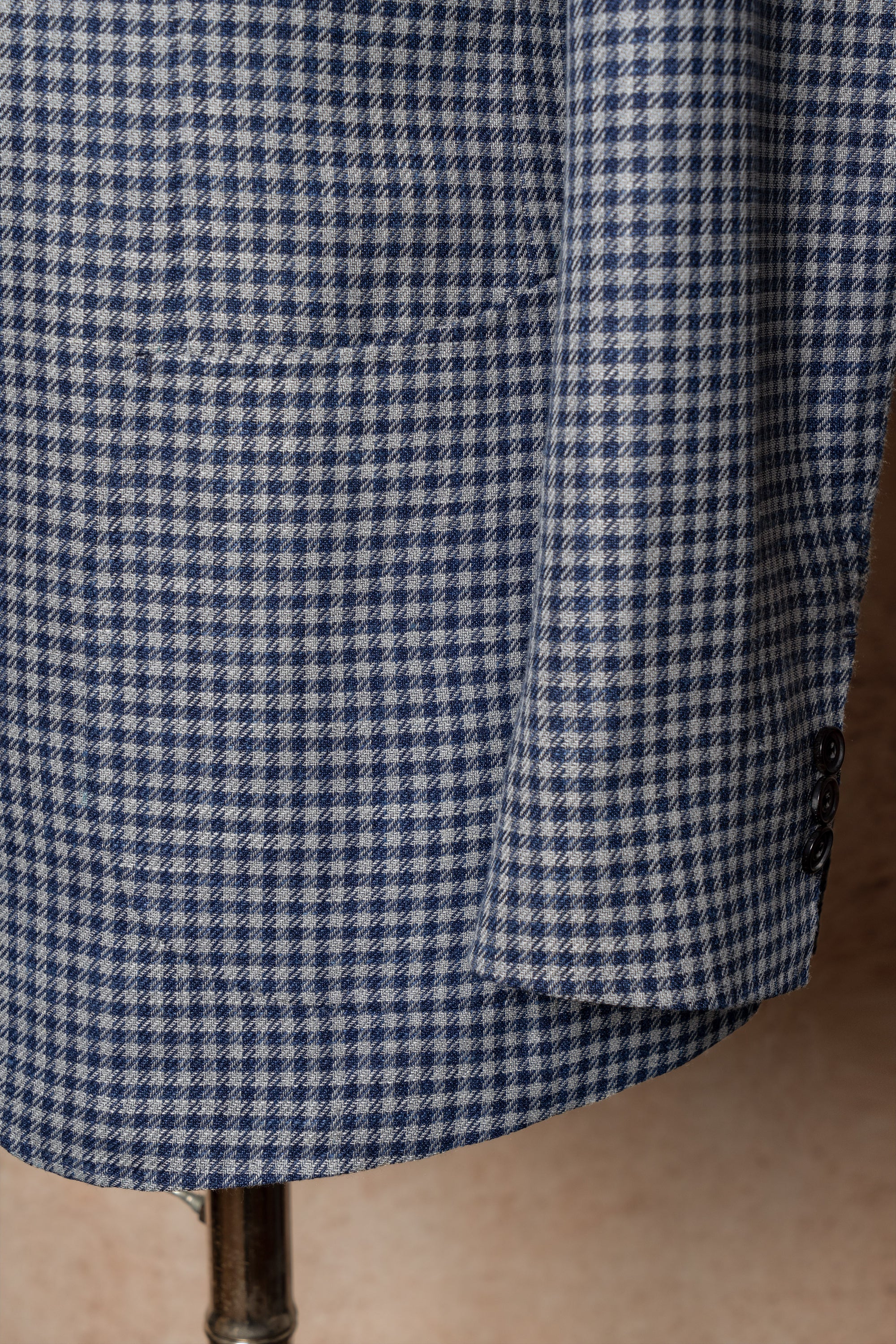 MTO Lake Blue Vichy Check Silk Linen Wool Jacket #329