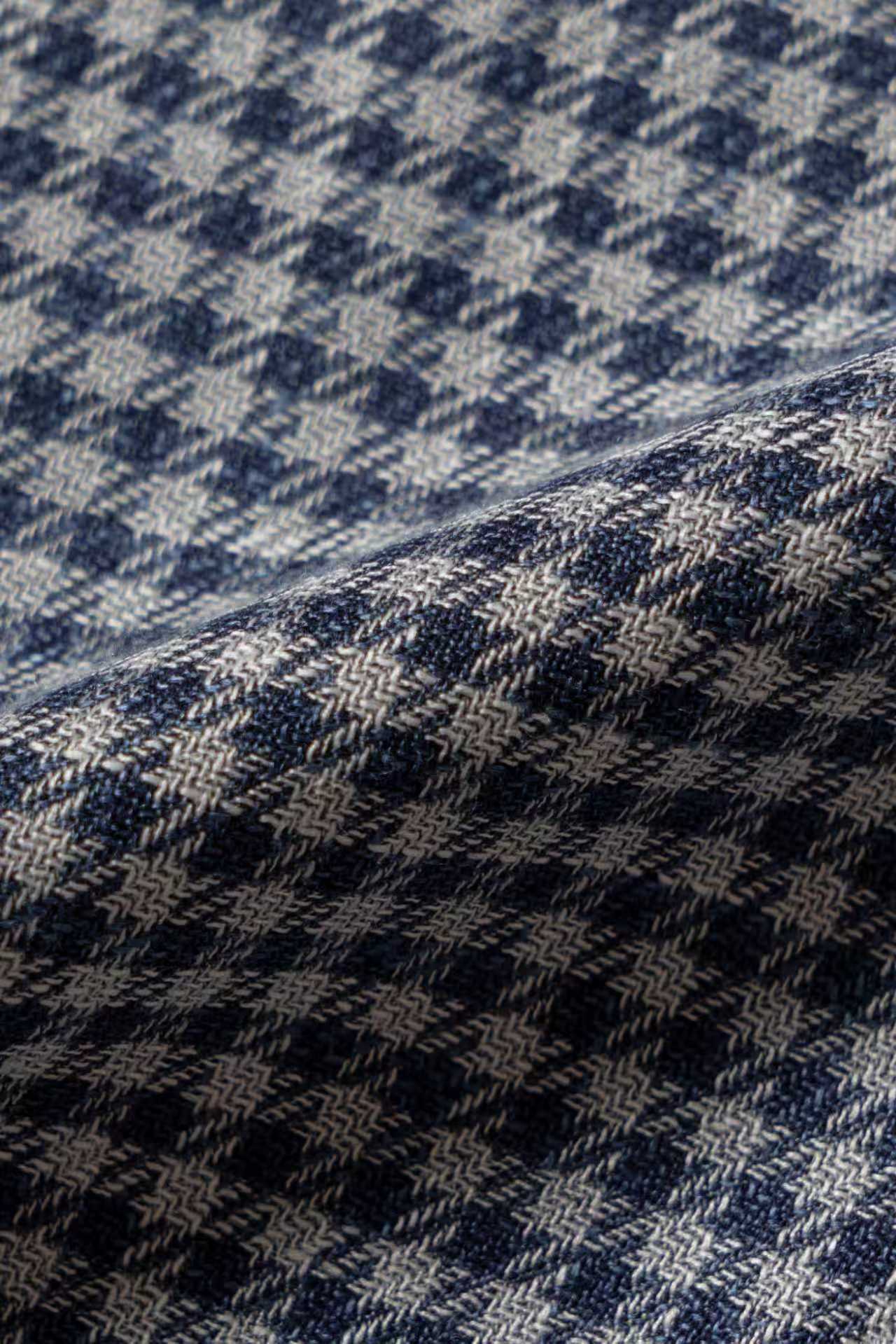 MTO Lake Blue Vichy Check Silk Linen Wool Jacket #329