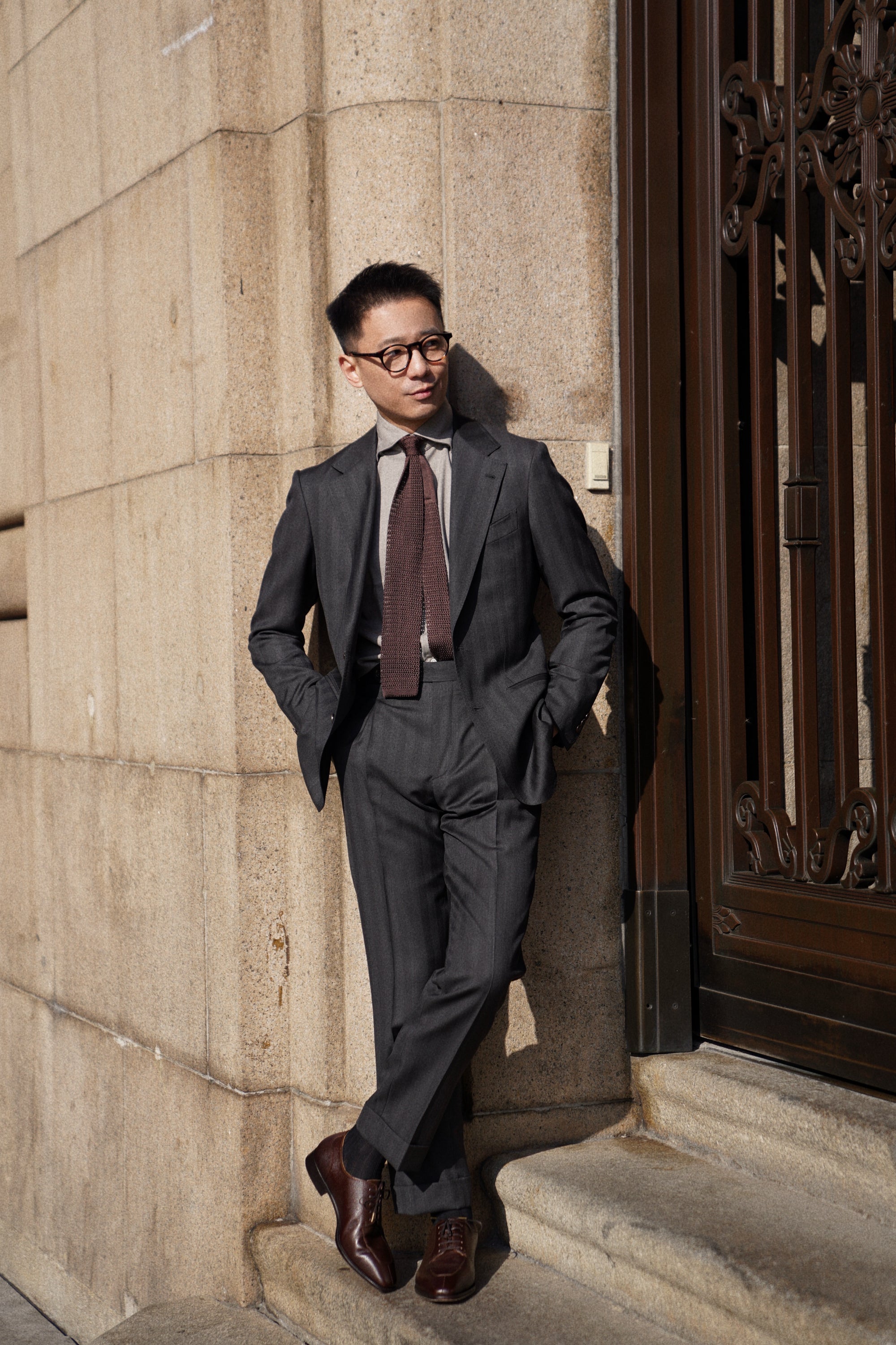 Adamello “Bologna” Brown Top Grain Leather Split-Toe Derby
