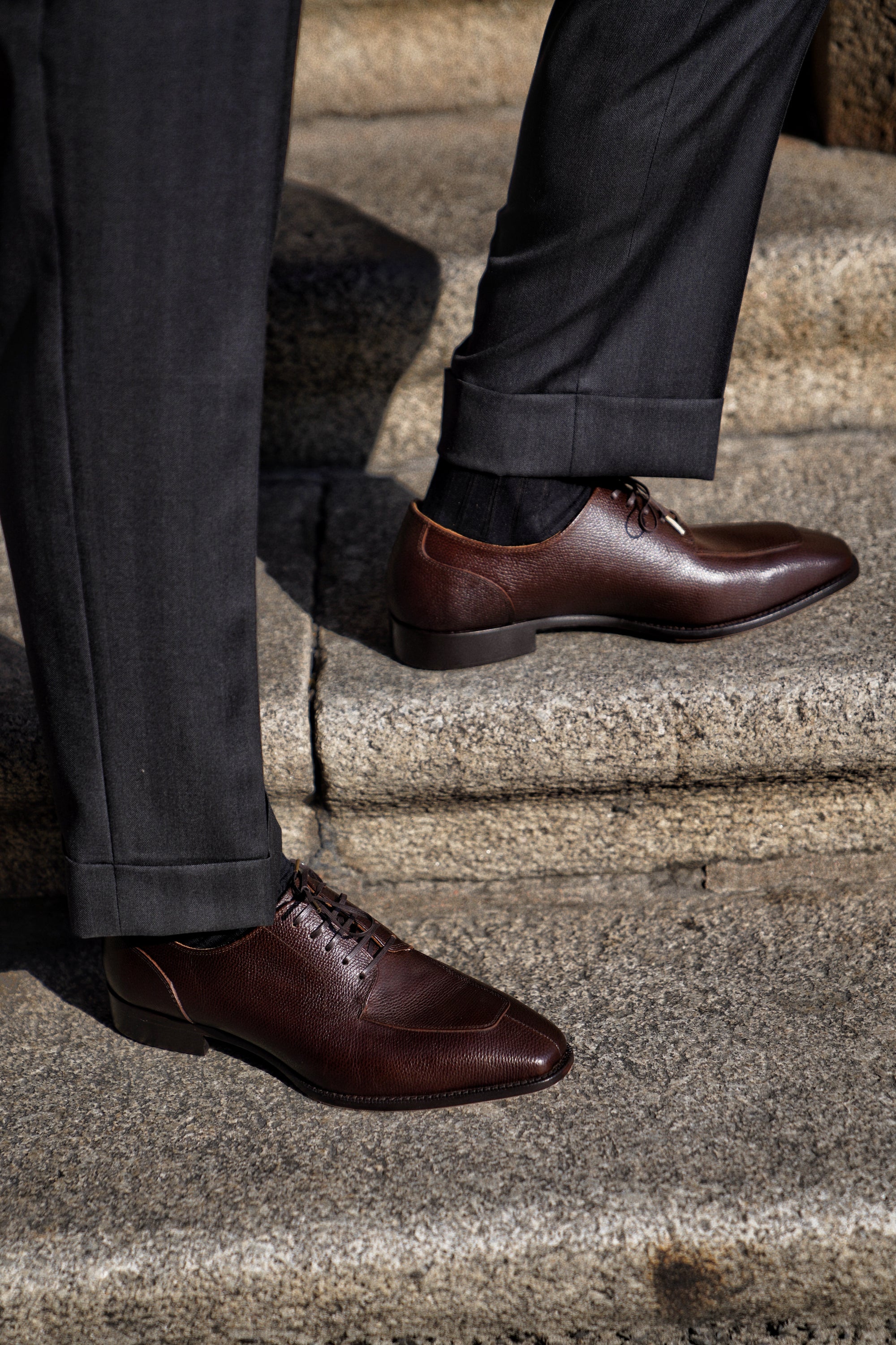 Adamello “Bologna” Brown Top Grain Leather Split-Toe Derby