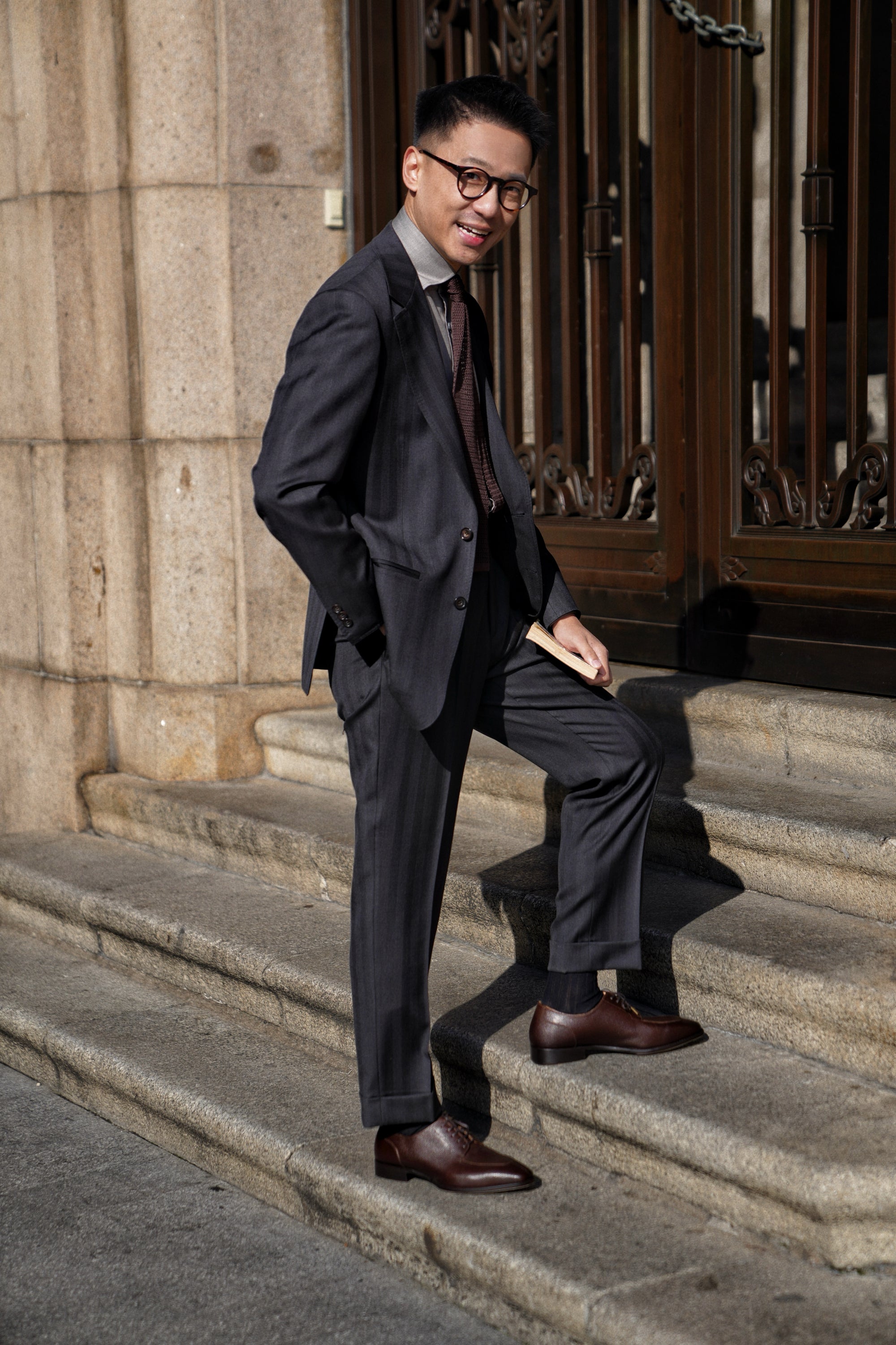 Adamello “Bologna” Brown Top Grain Leather Split-Toe Derby