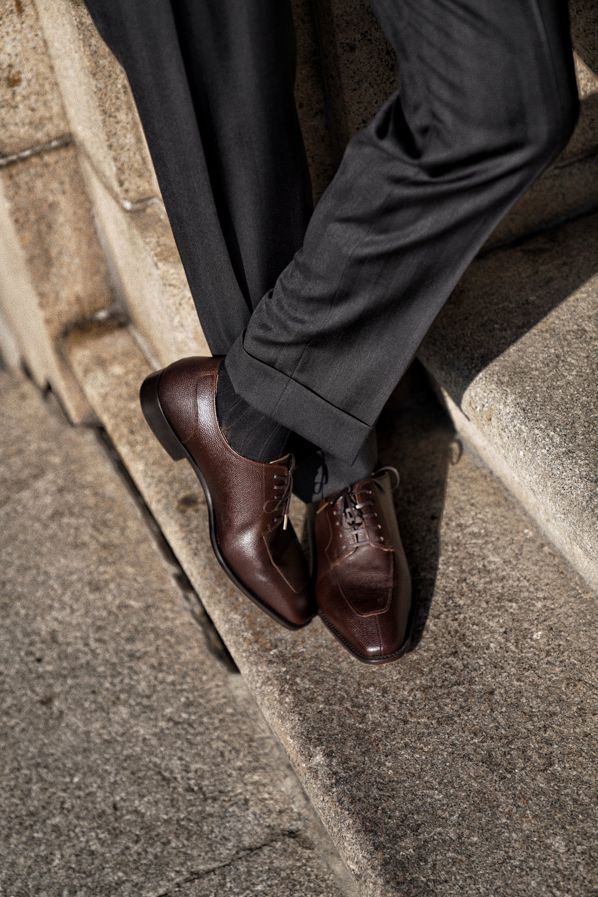 Adamello “Bologna” Brown Top Grain Leather Split-Toe Derby