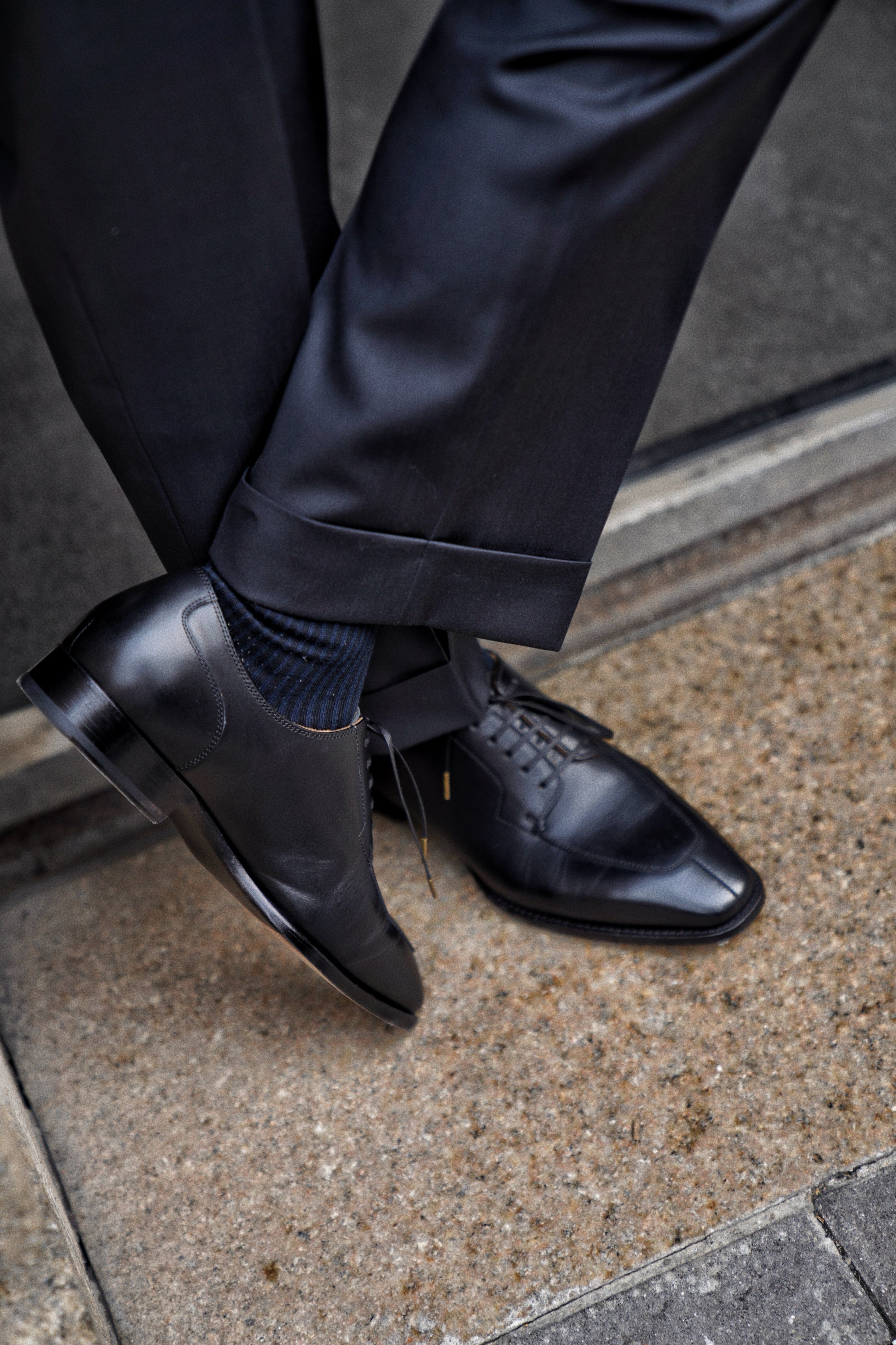 Adamello “Bologna” Black Calf Split-Toe Derby