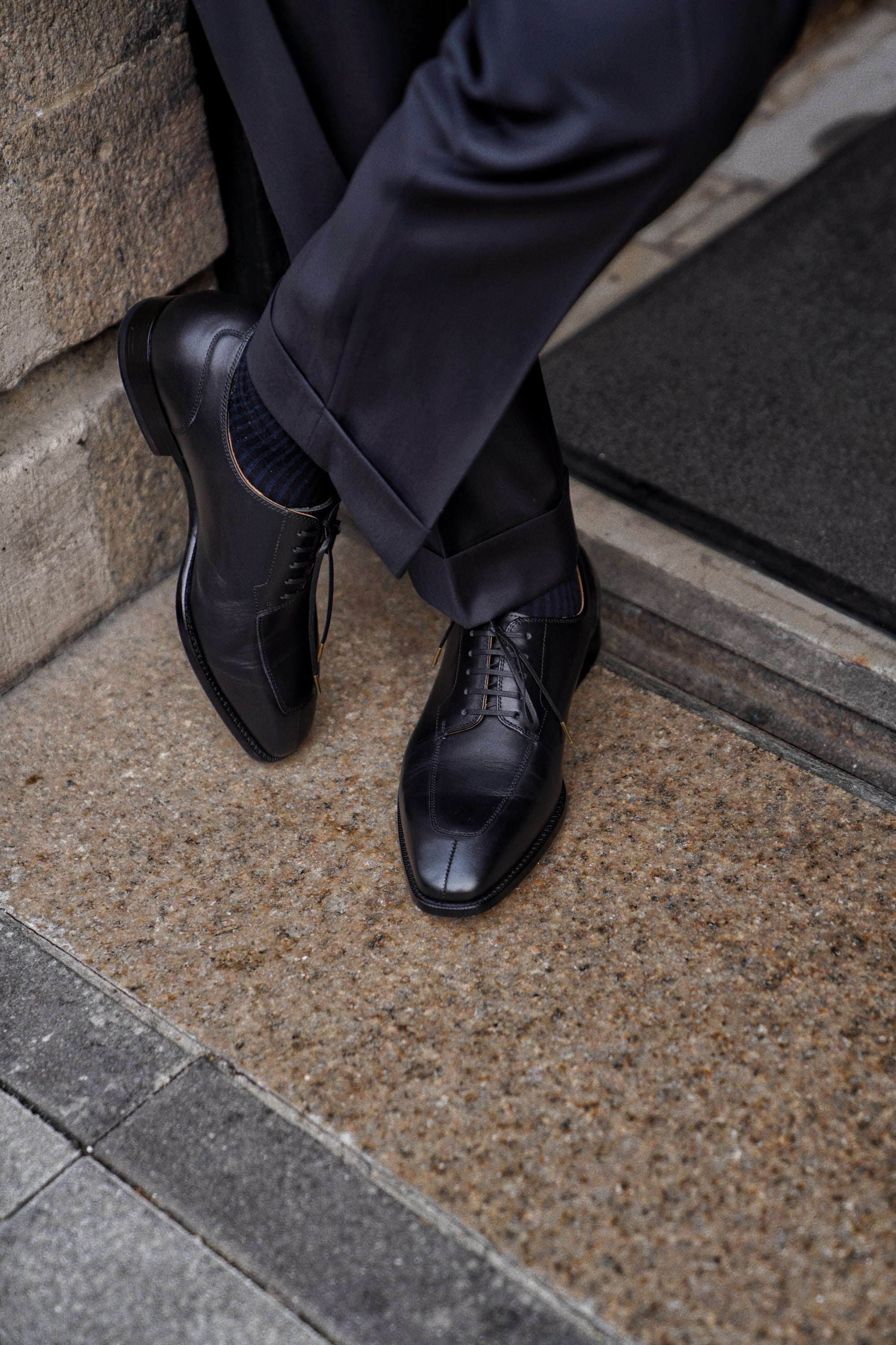 Adamello “Bologna” Black Calf Split-Toe Derby