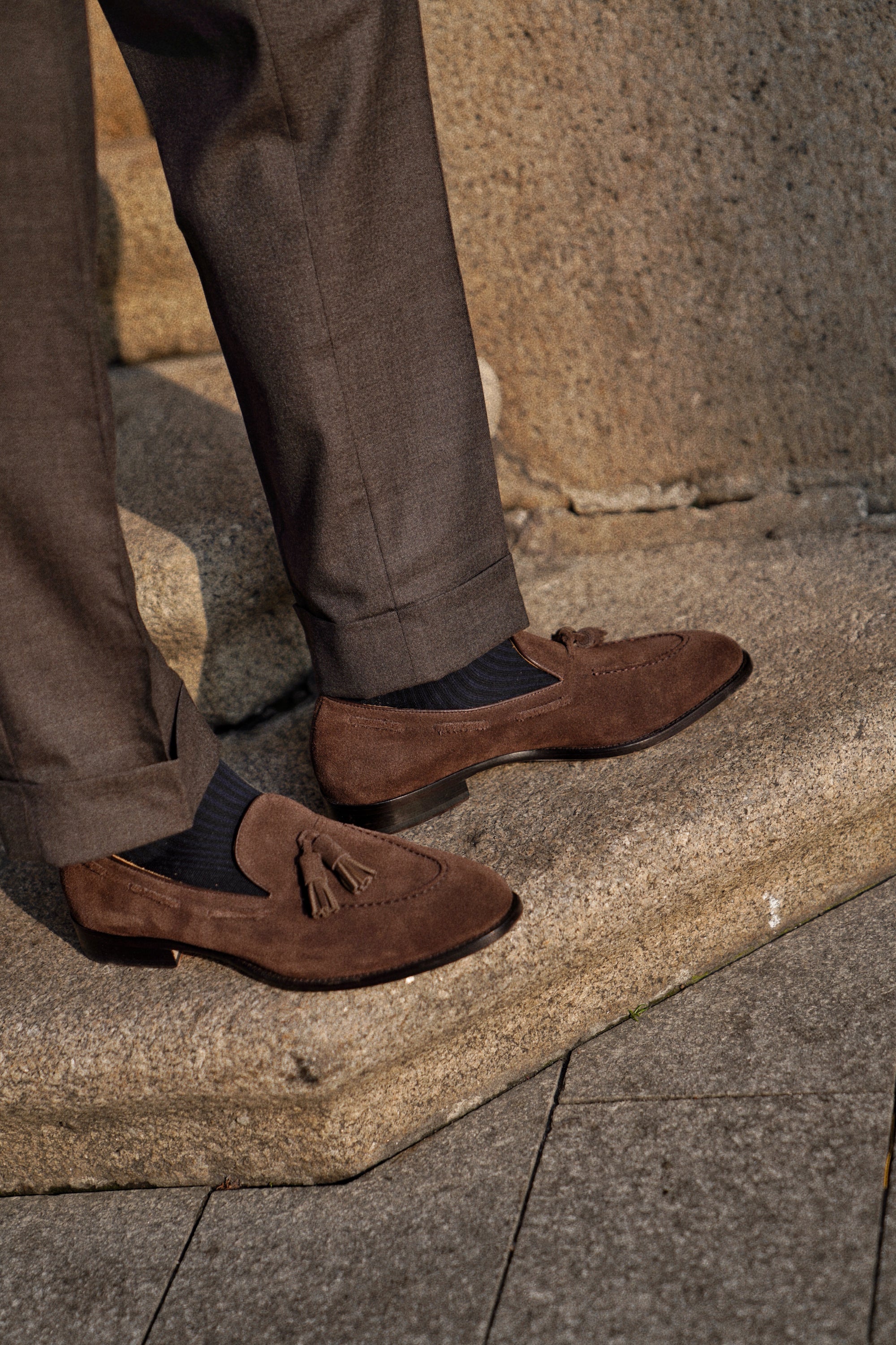 Adamello “Bellagio” Dark Brown Suede Tussel Loafer