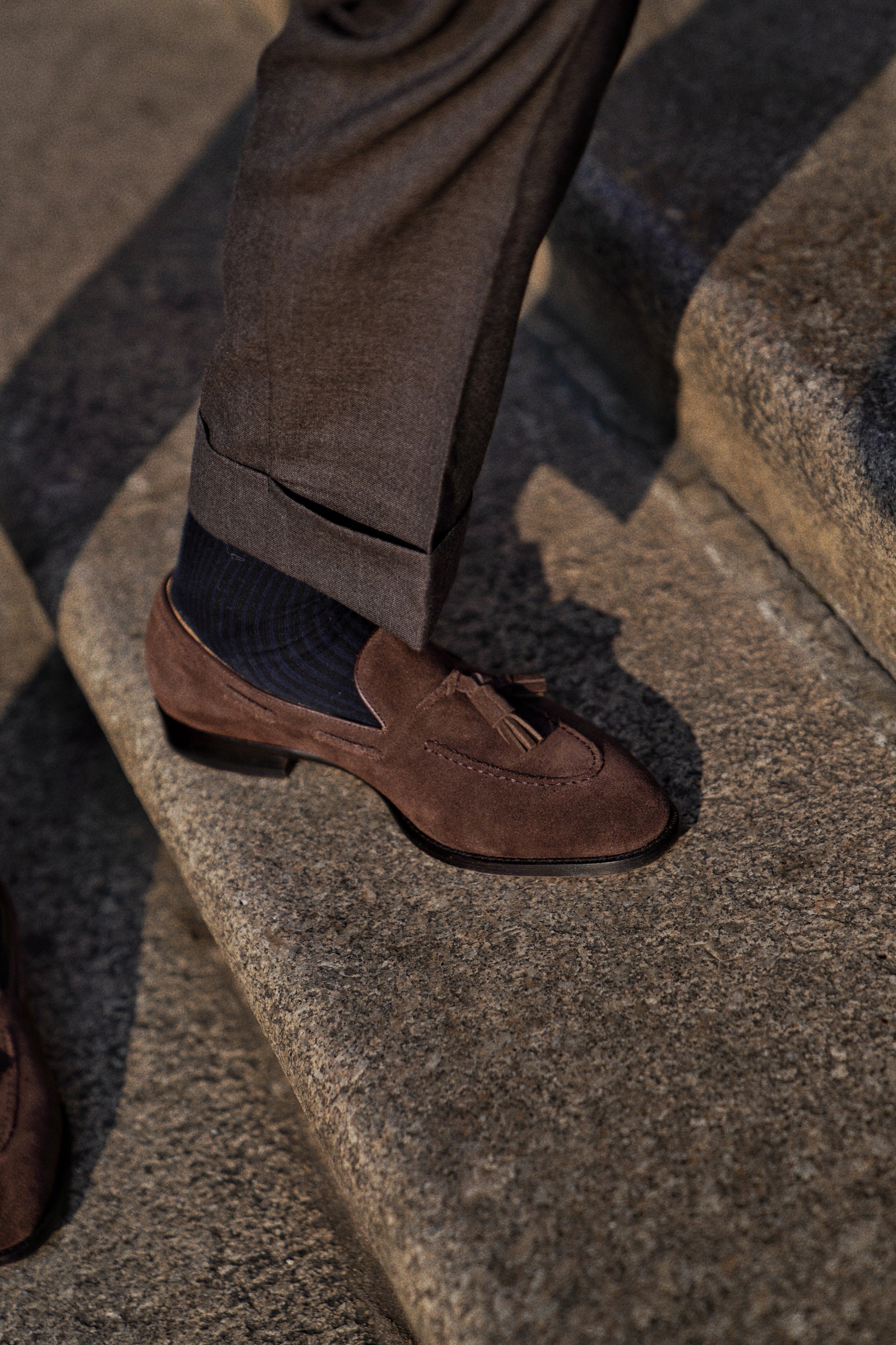 Adamello “Bellagio” Dark Brown Suede Tussel Loafer