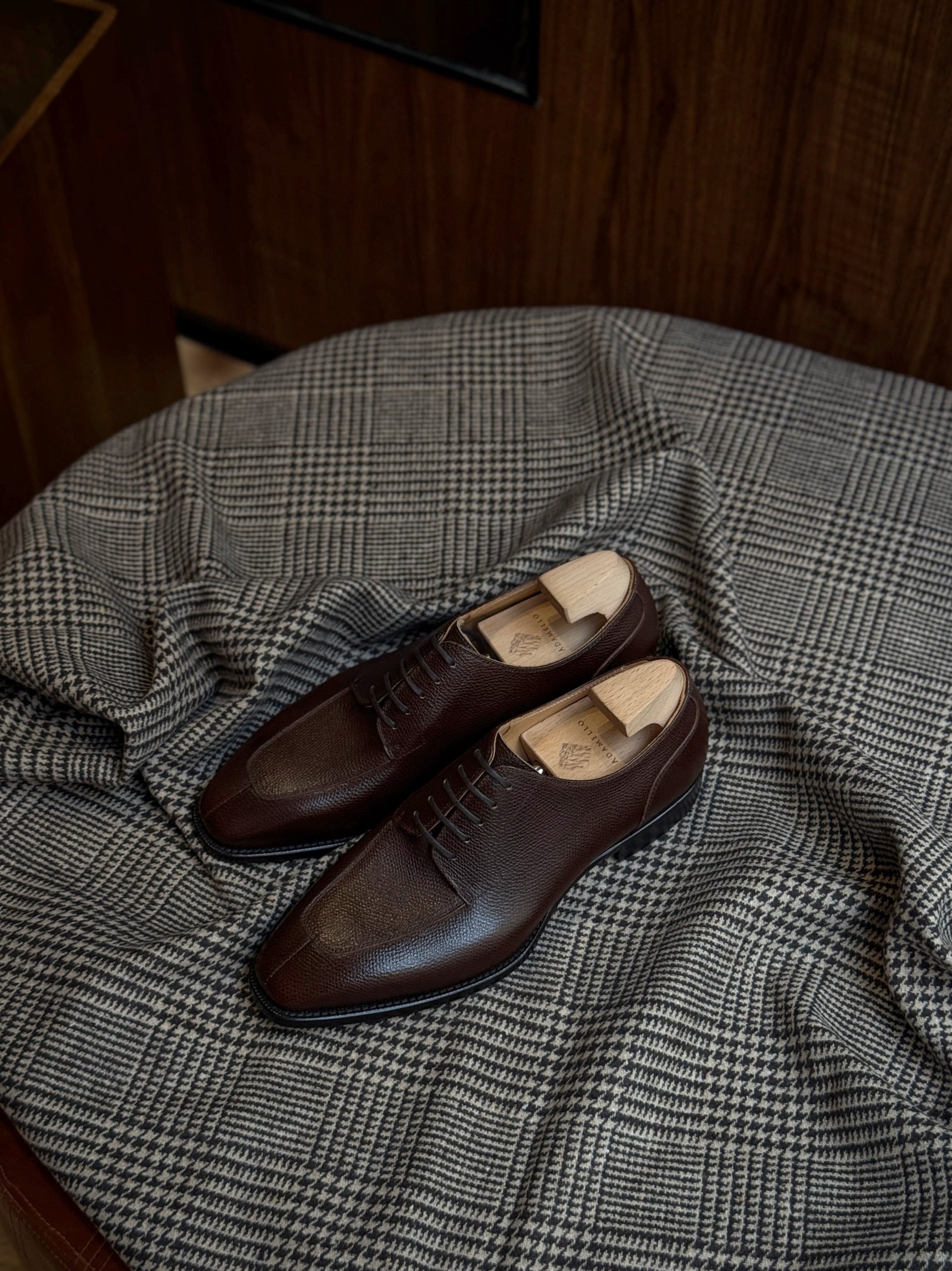 Adamello “Bologna” Brown Top Grain Leather Split-Toe Derby