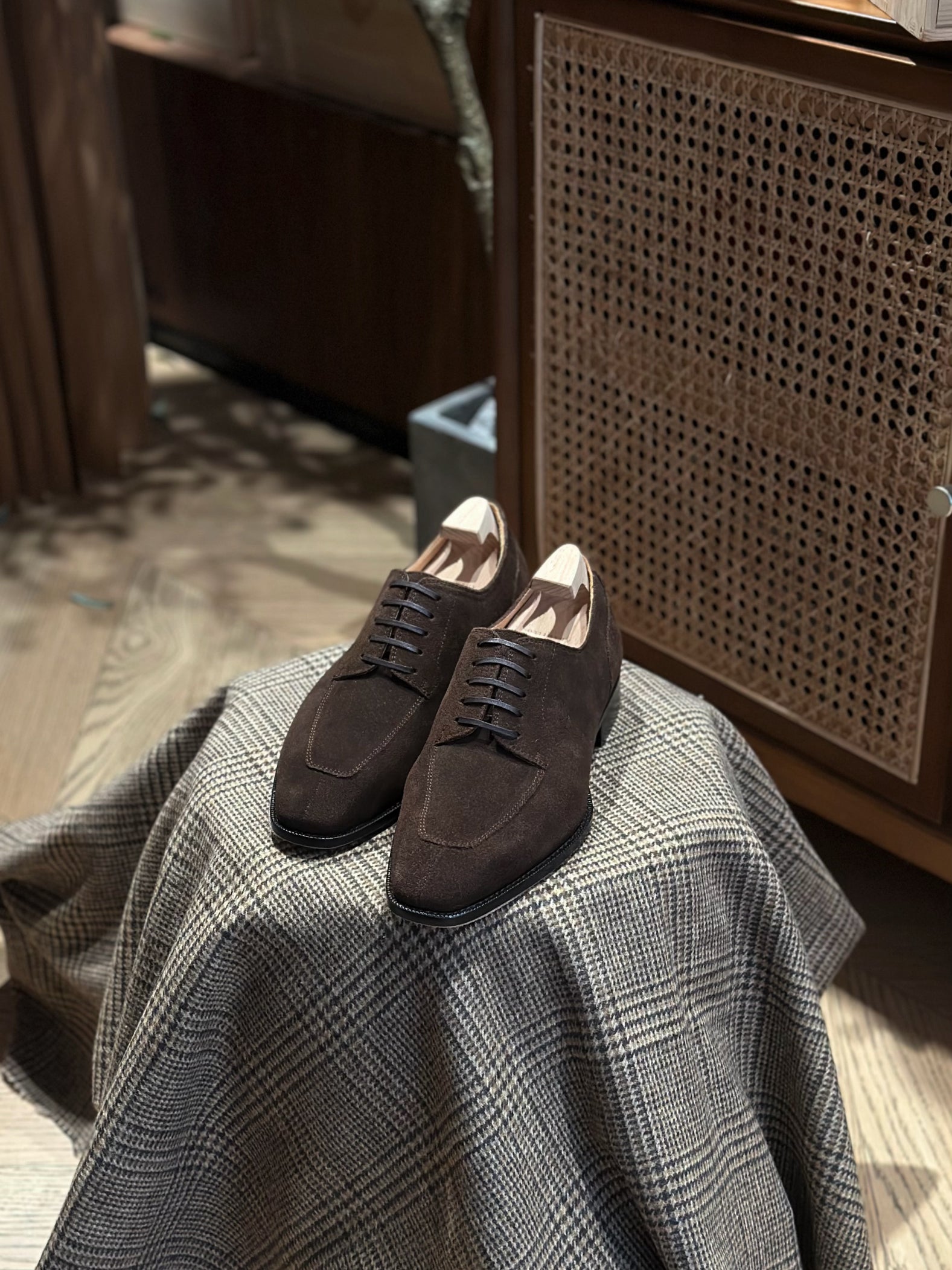 Adamello “Bologna” Dark Brown Suede Split-Toe Derby