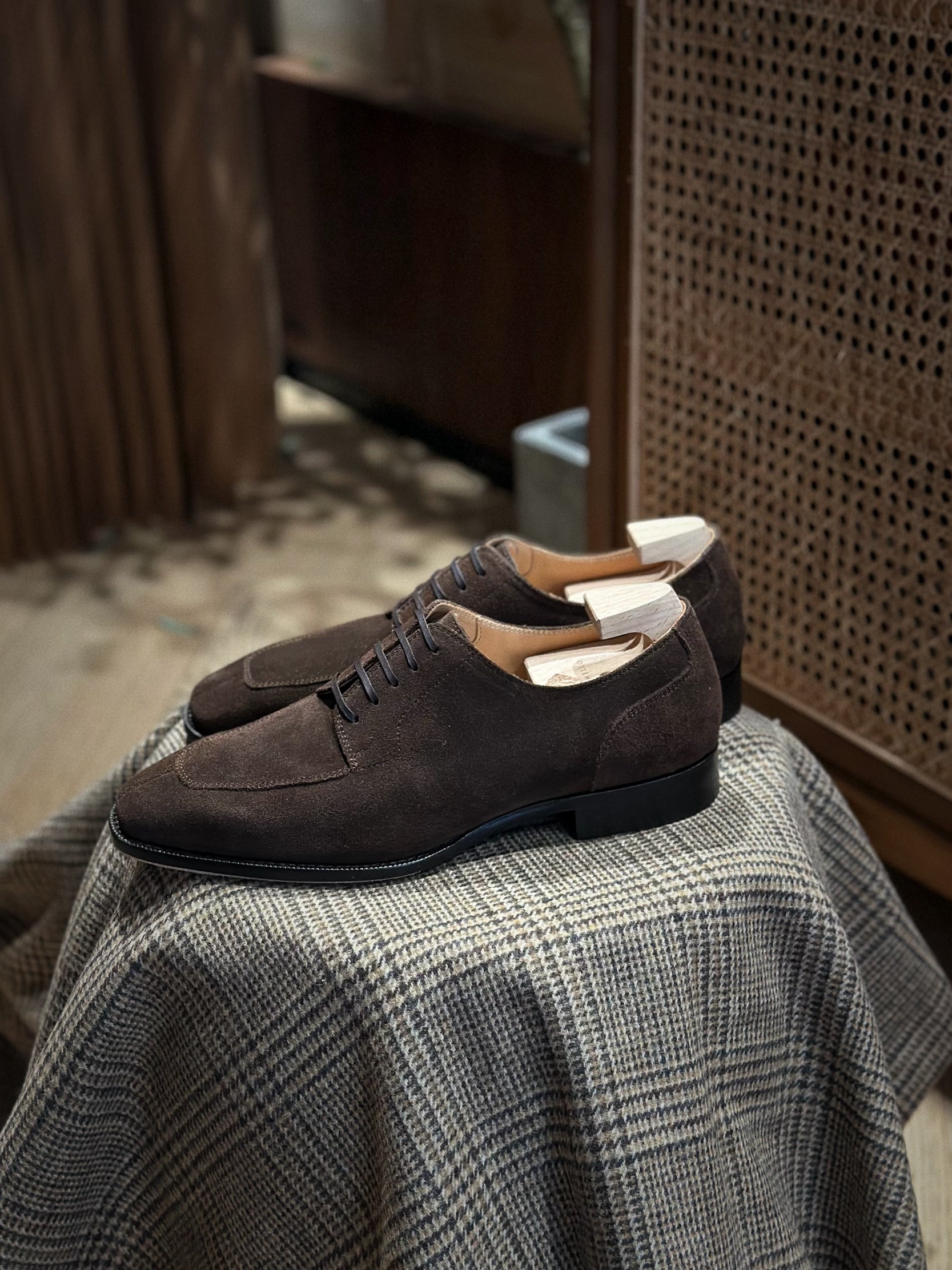 Adamello “Bologna” Dark Brown Suede Split-Toe Derby