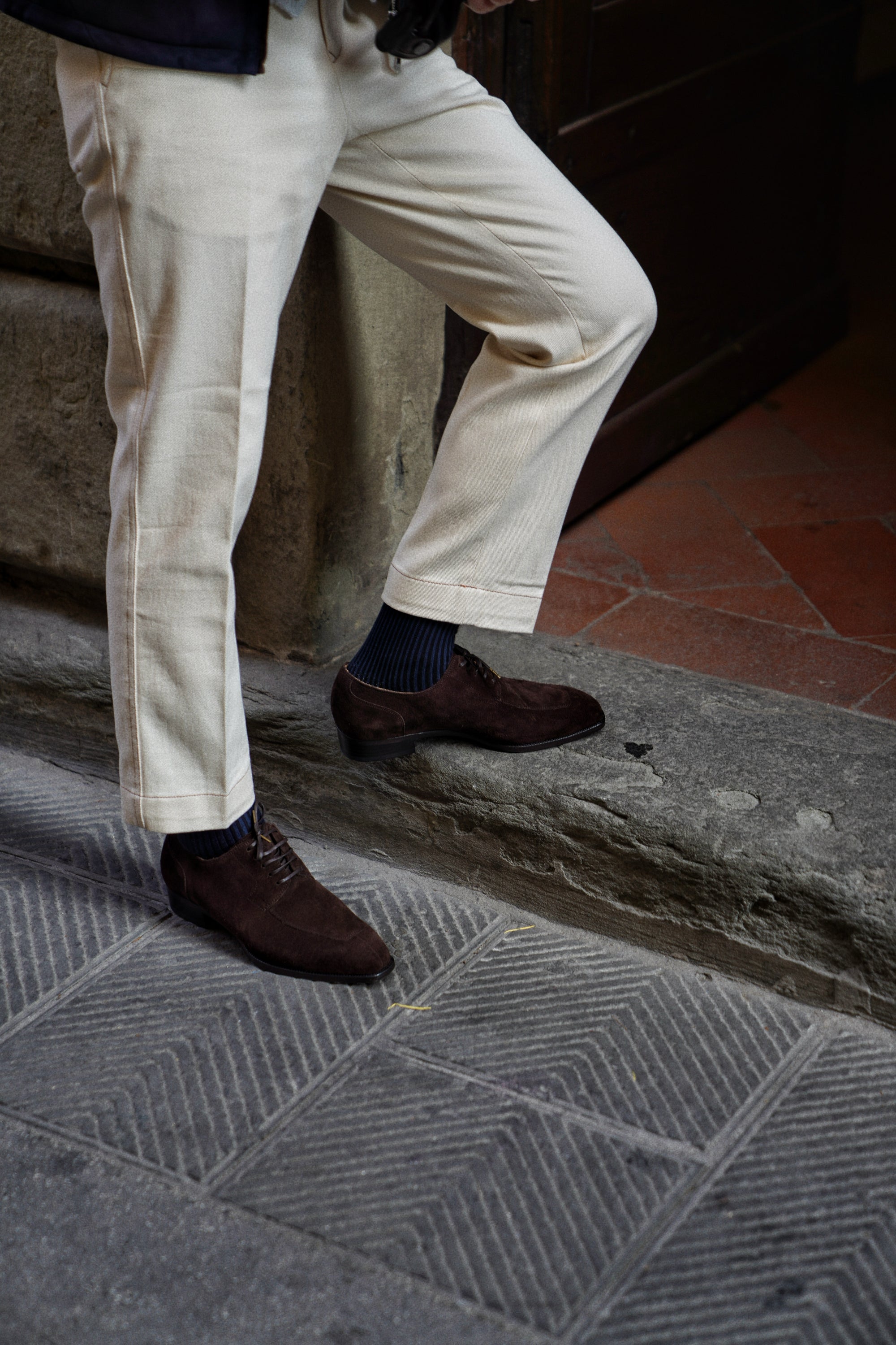 Adamello “Bologna” Dark Brown Suede Split-Toe Derby