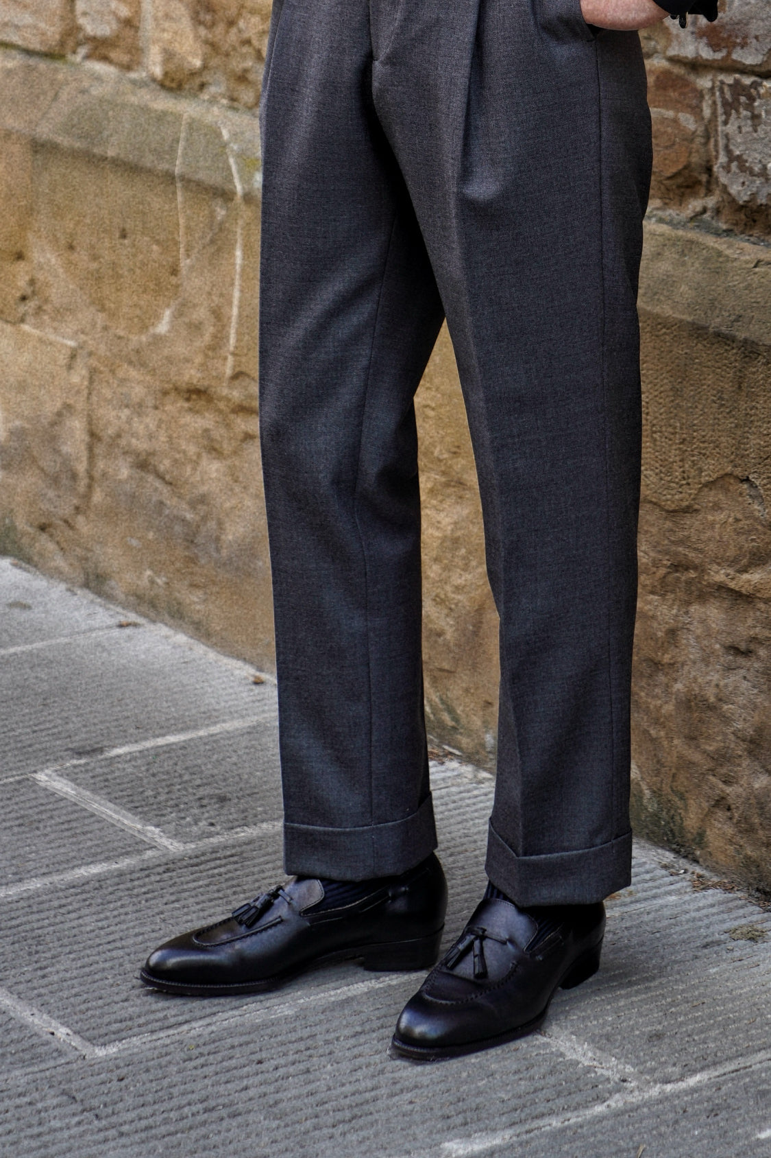 Adamello “Bellagio” Black Calf Tussel Loafer