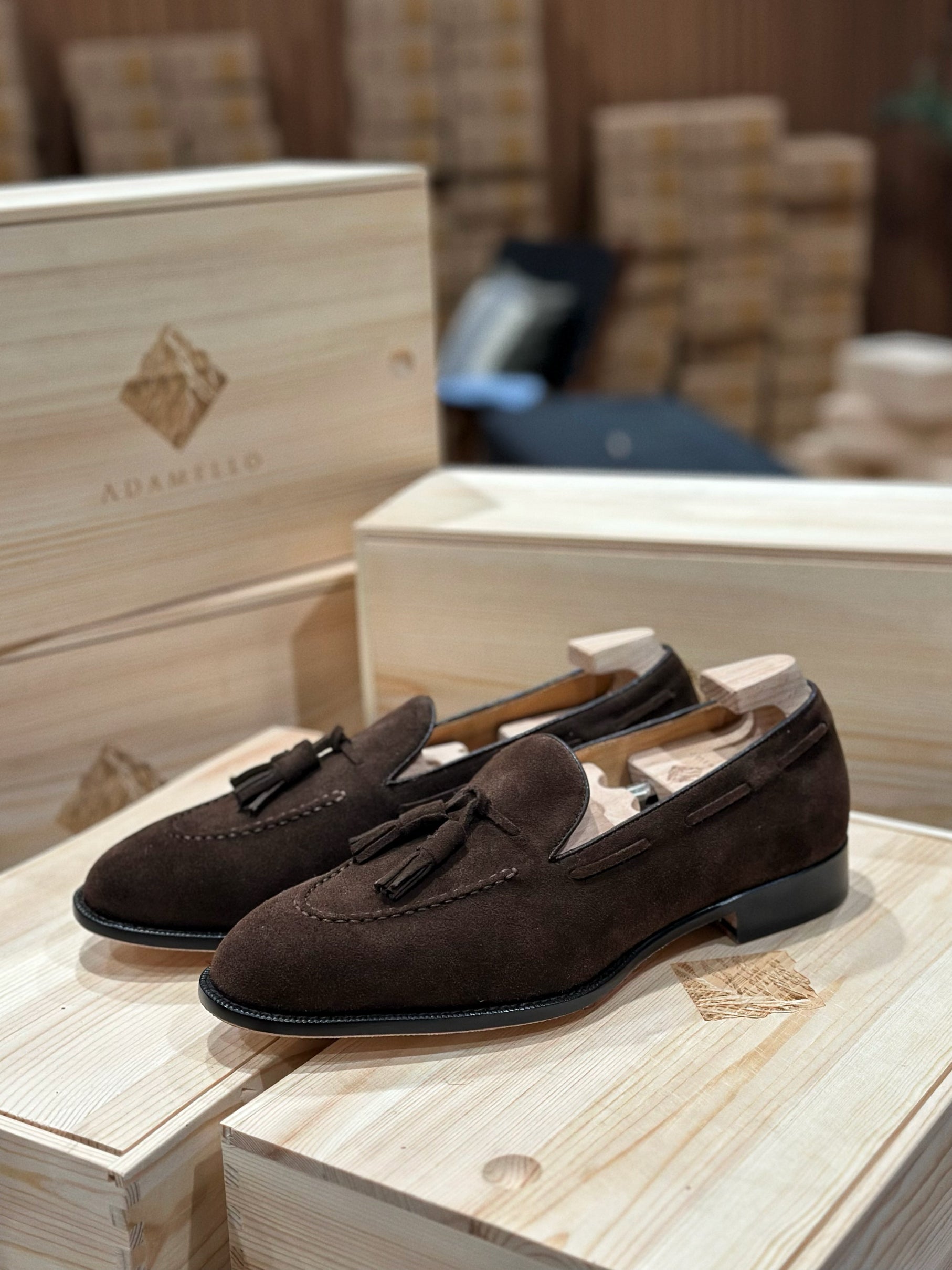 Adamello “Bellagio” Dark Brown Suede Tussel Loafer
