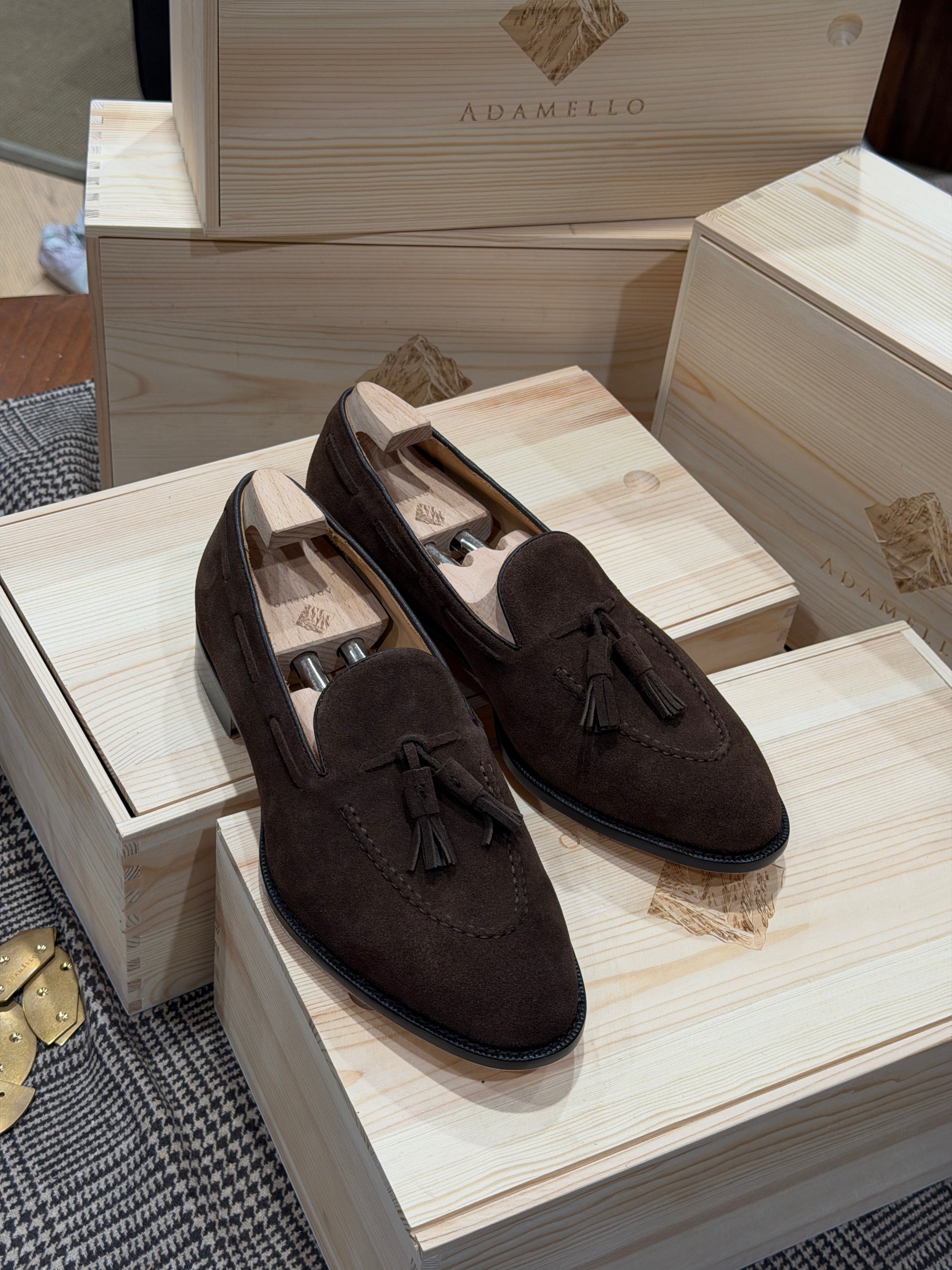 Adamello “Bellagio” Dark Brown Suede Tussel Loafer