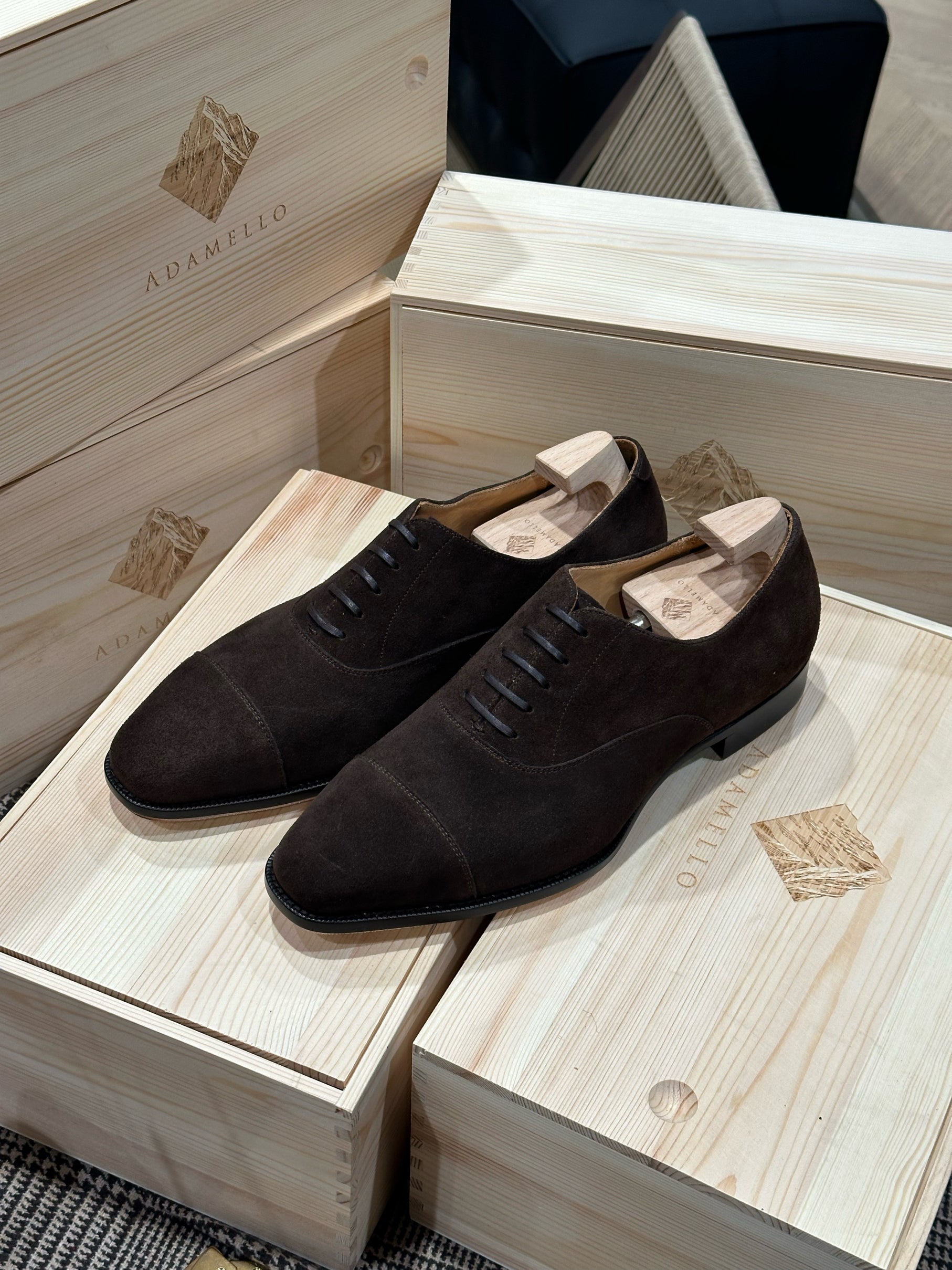 Adamello “Roma” Dark Brown Suede Calf Oxford