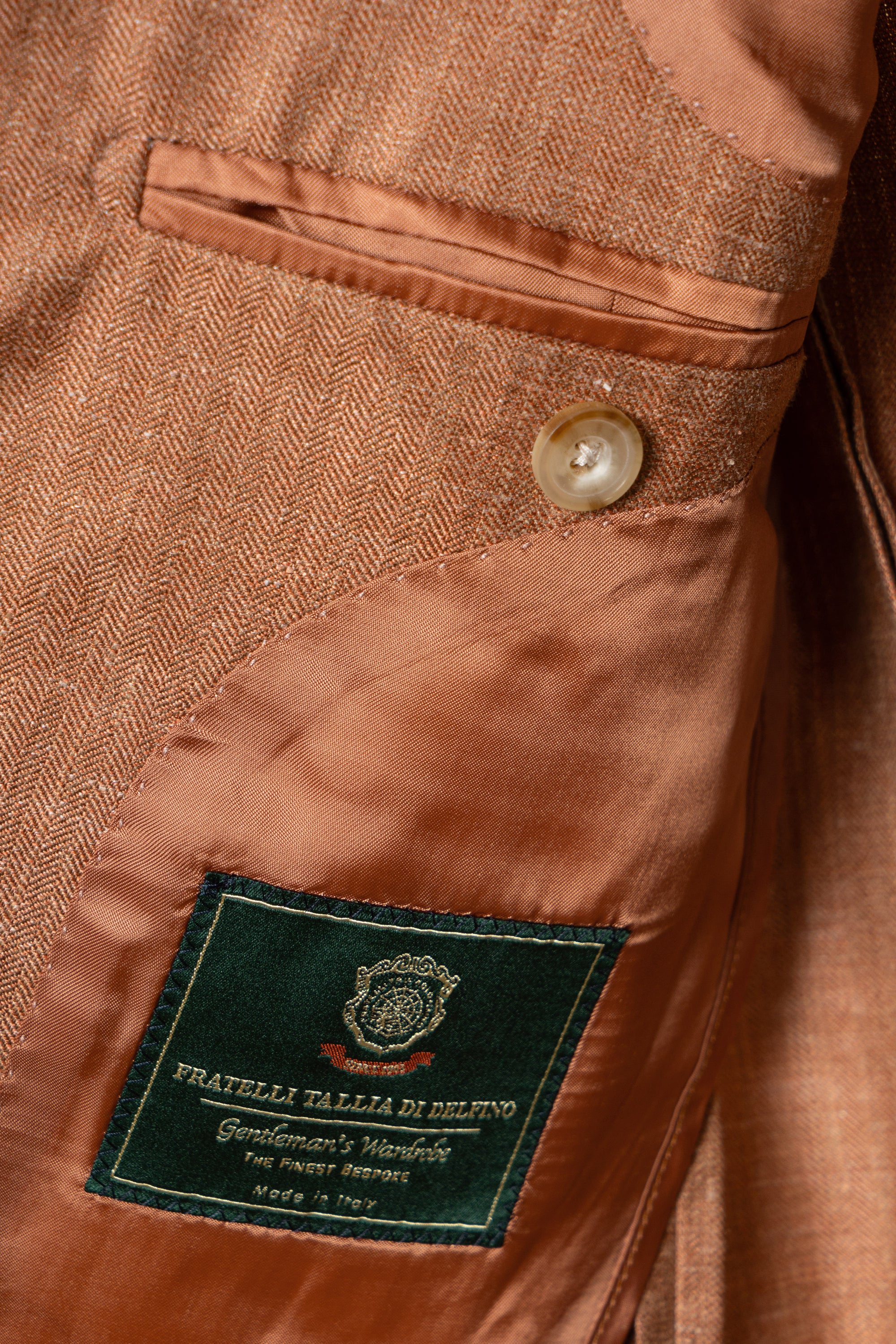 MTO Tangerine Herringbone Silk Linen Wool Jacket #601